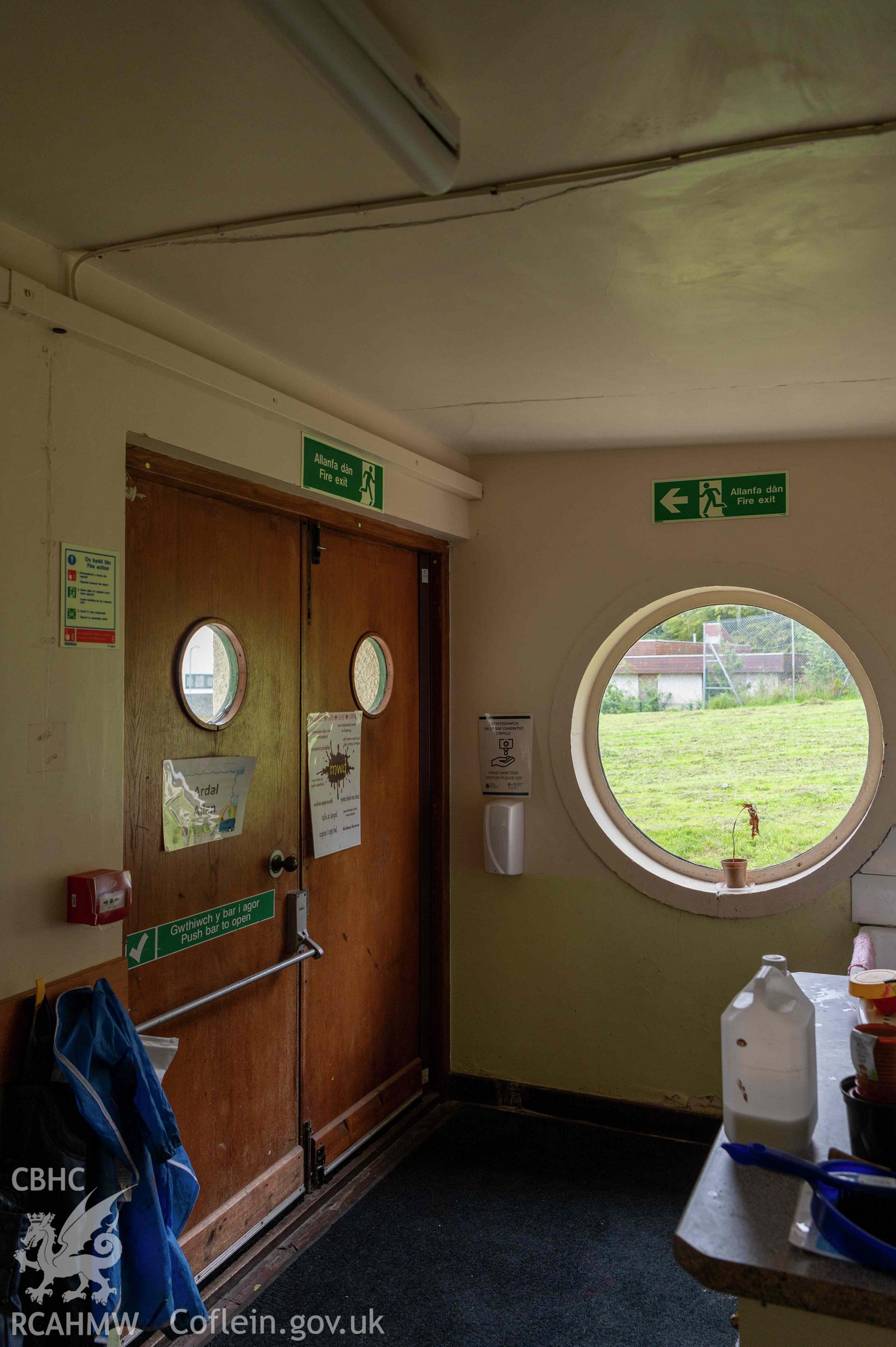 Ysgol Gynradd Beaumaris, corridor along western side of southern range - southern end at interior of entrance (see numbered plan 3)