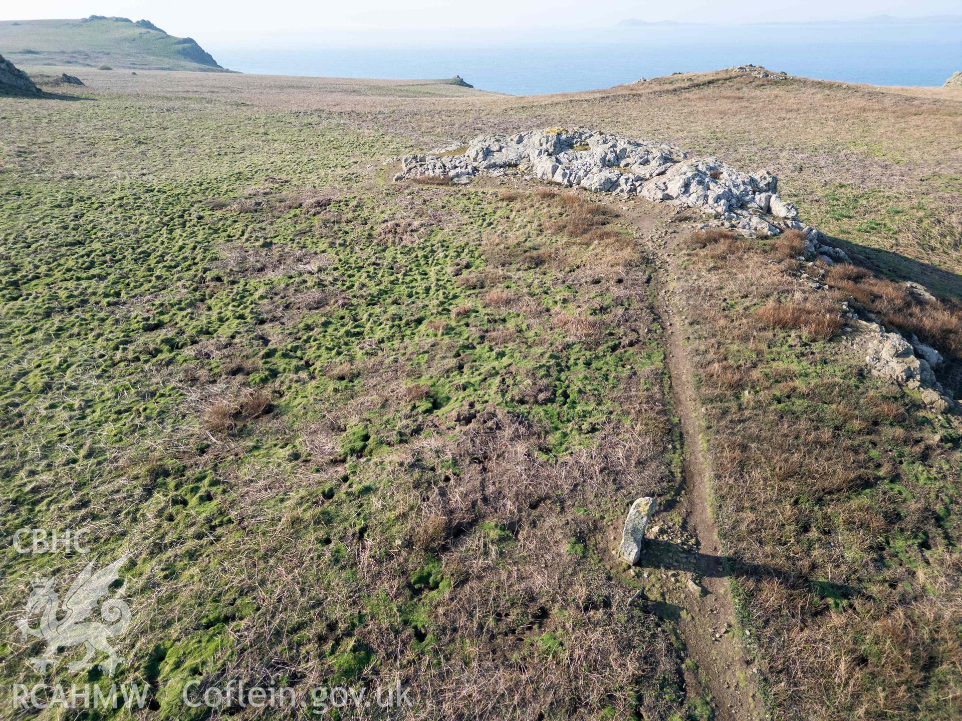 Harold Stone Standing Stone. View of stone and its setting from the south.