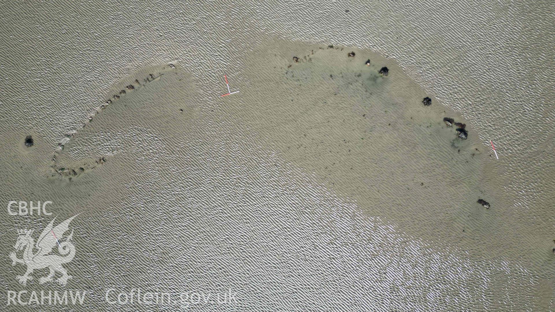 Overhead view of Goodwick Wreck 02 on 30/03/2025. North is to the top, scales are 1m.