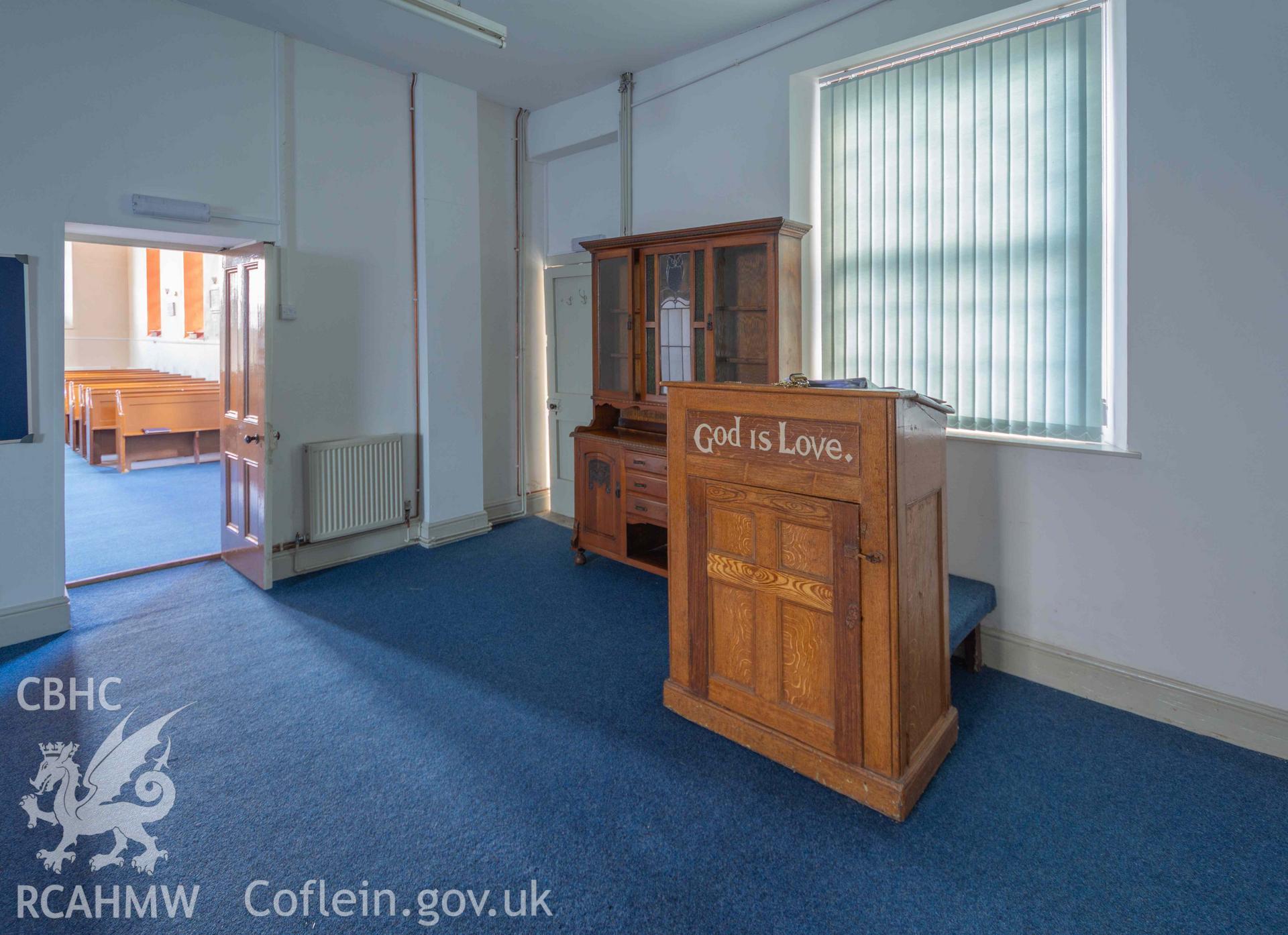 Zion Baptist Chapel - Interior: View of a portion of the schoolhouse, taken from West