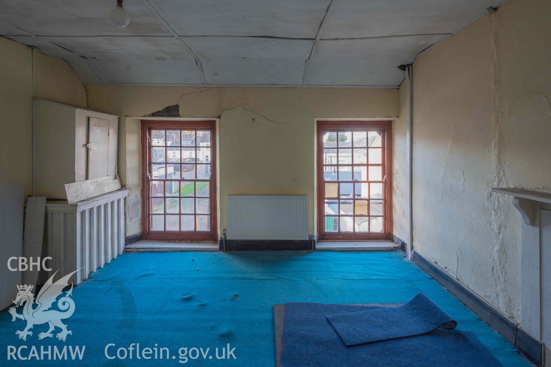 Zion Baptist Chapel - Interior: View of the upstairs schoolroom, taken from South-East
