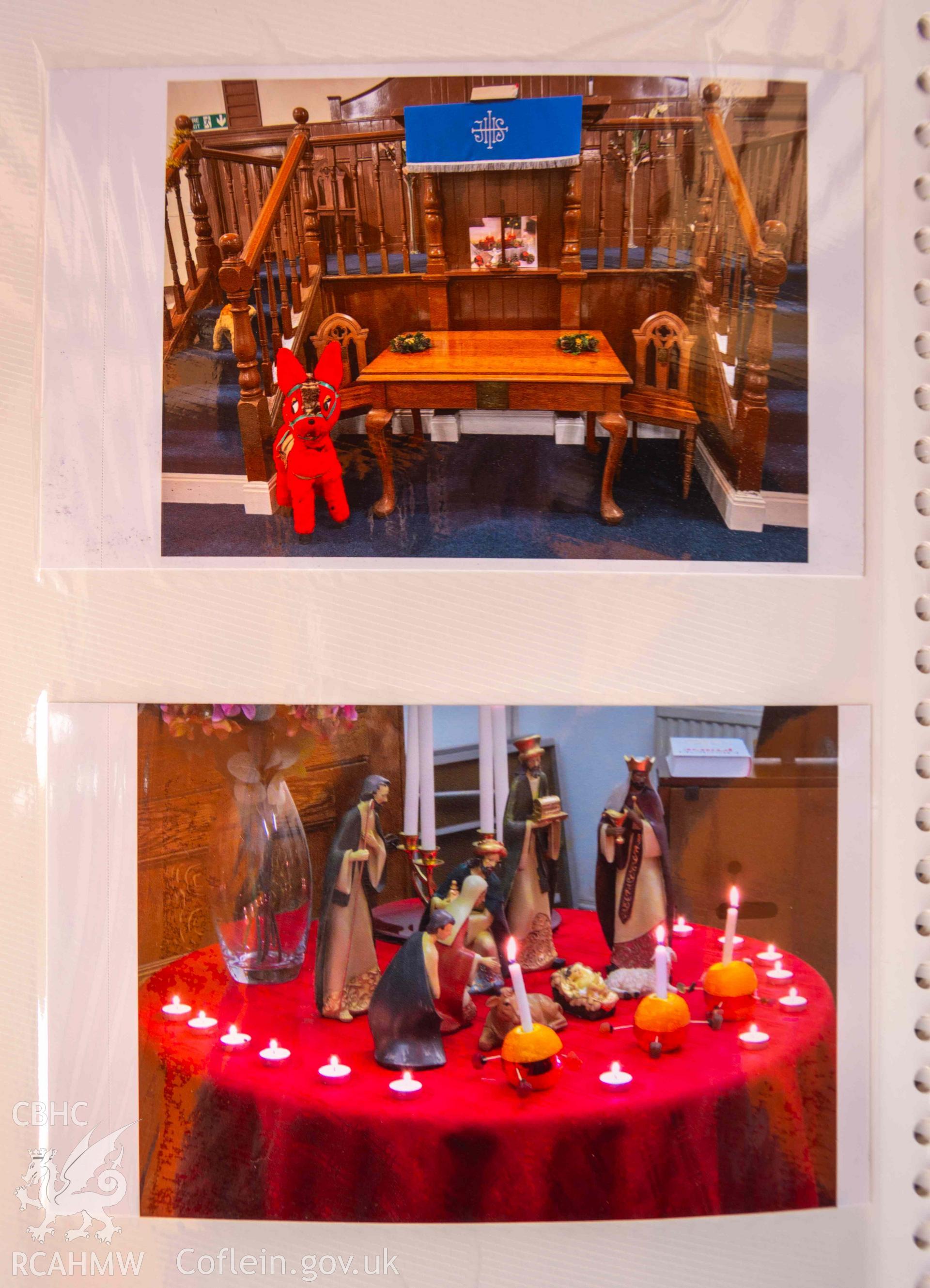 Zion Baptist Chapel - Interior: Detailed view of images of the chapel