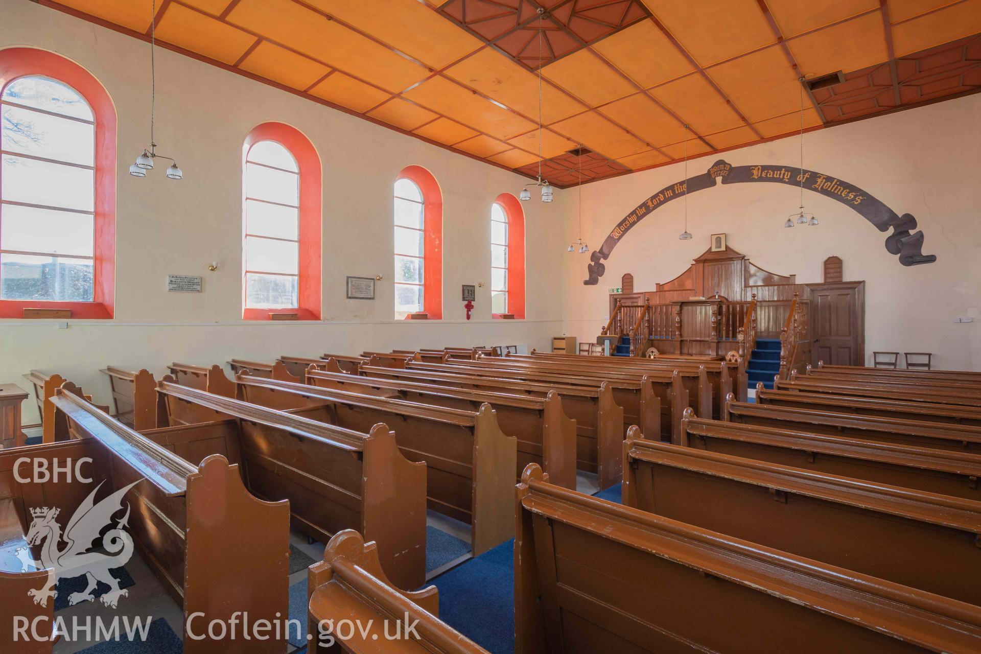 Zion Baptist Chapel - Interior: View towards the pulpit, taken from North-West