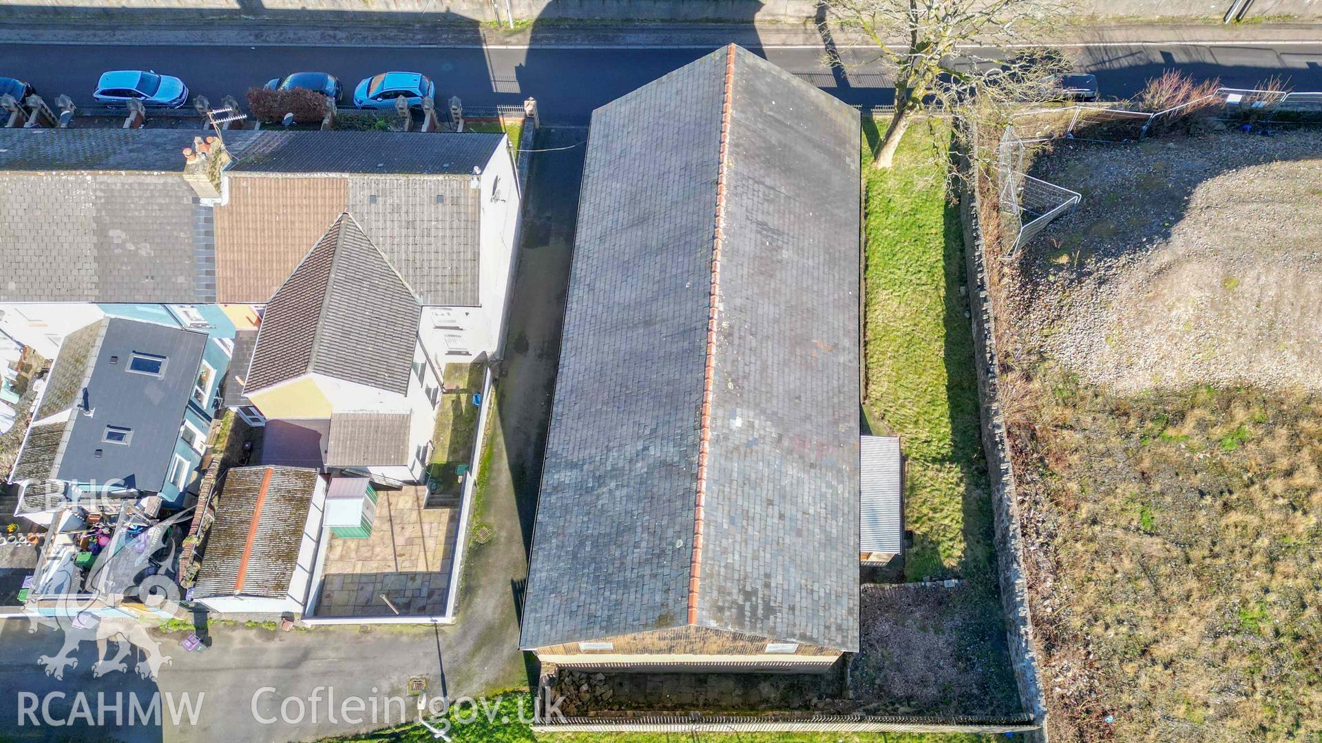 Zion Baptist Chapel - Aerial: View of the chapel's Southern elevation, taken from South-West