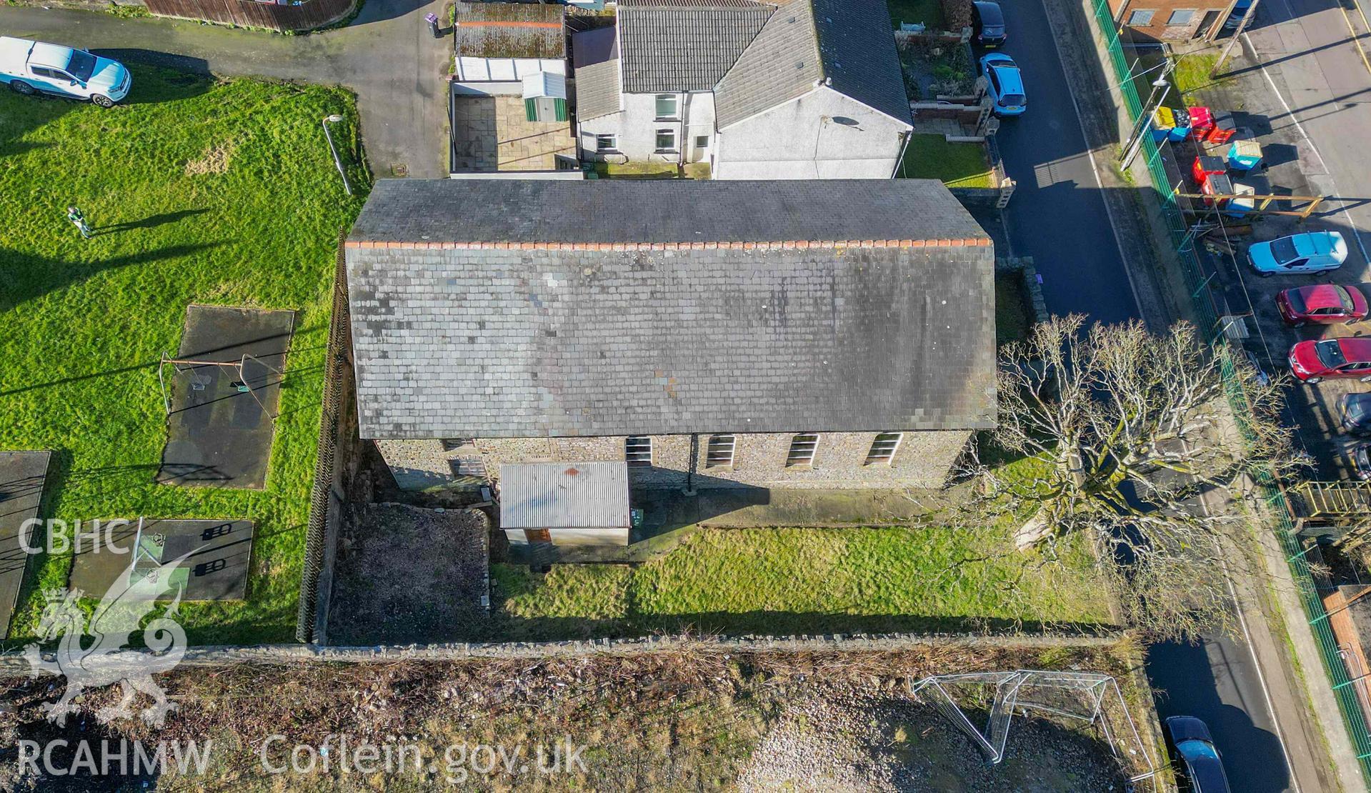 Zion Baptist Chapel - Aerial: View of the chapel's Eastern elevation, taken from South-East