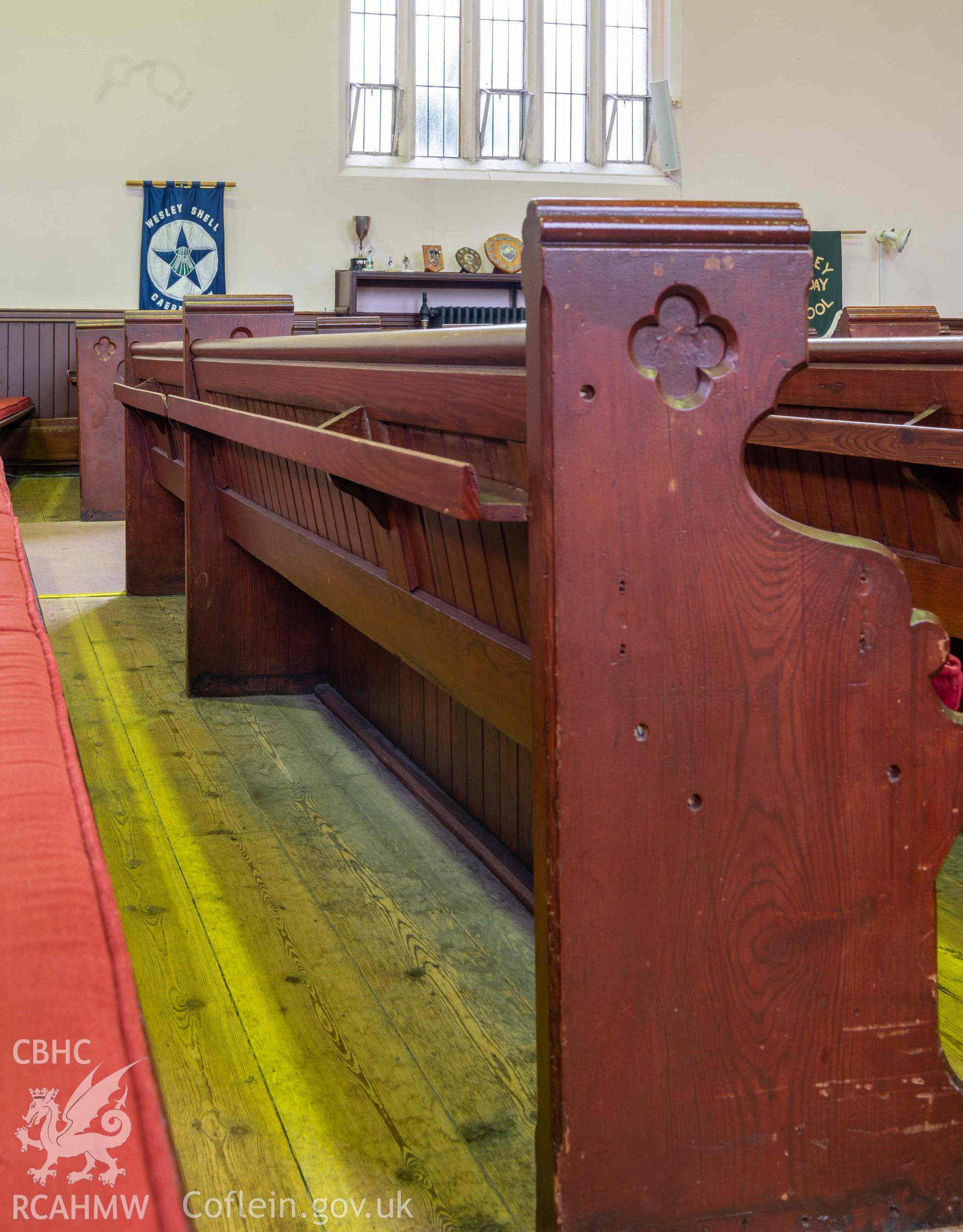 Wesleyan Methodist Chapel, detail of pews (reused from previous chapel)