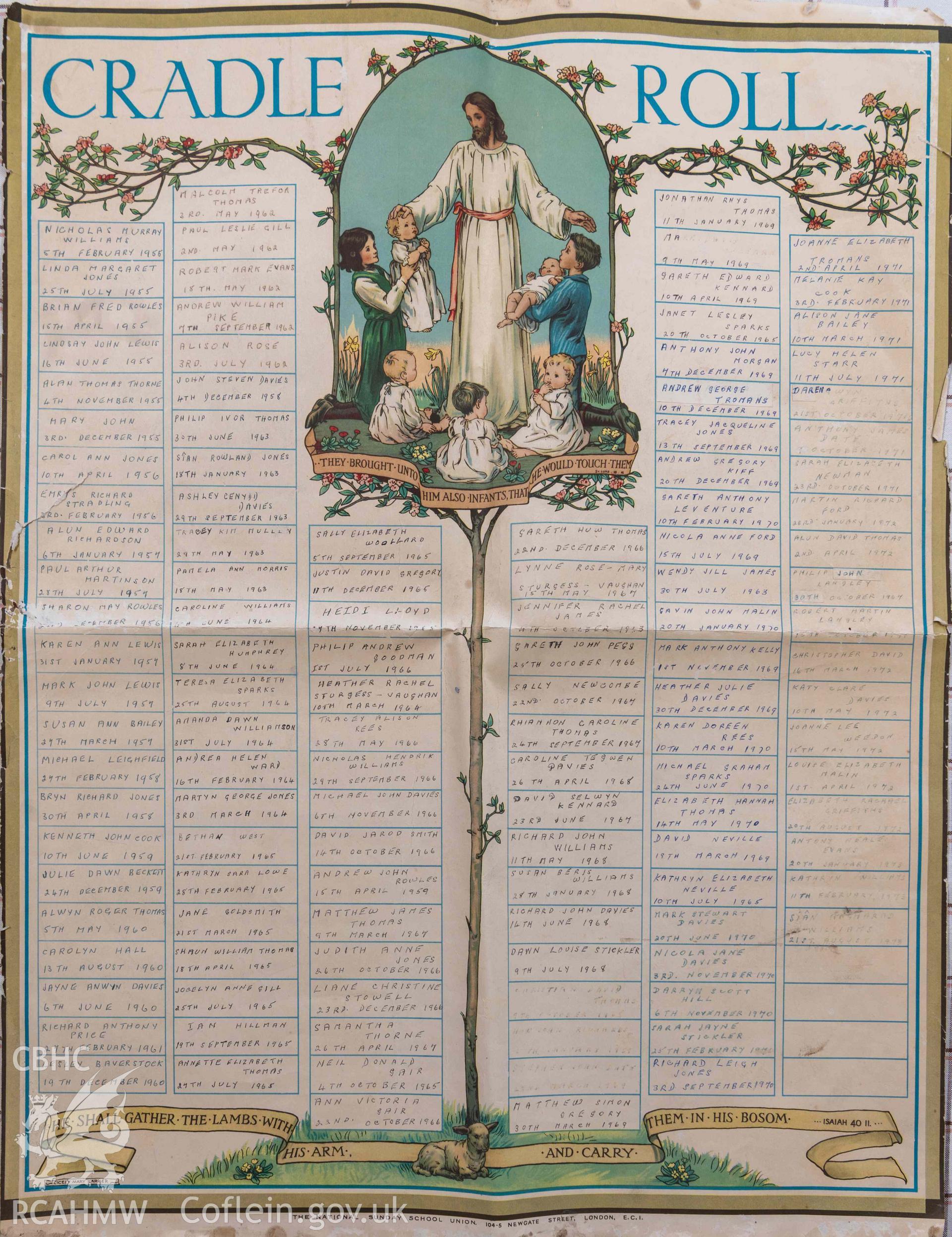 Wesleyan Methodist Chapel, detail of Cradle Roll
