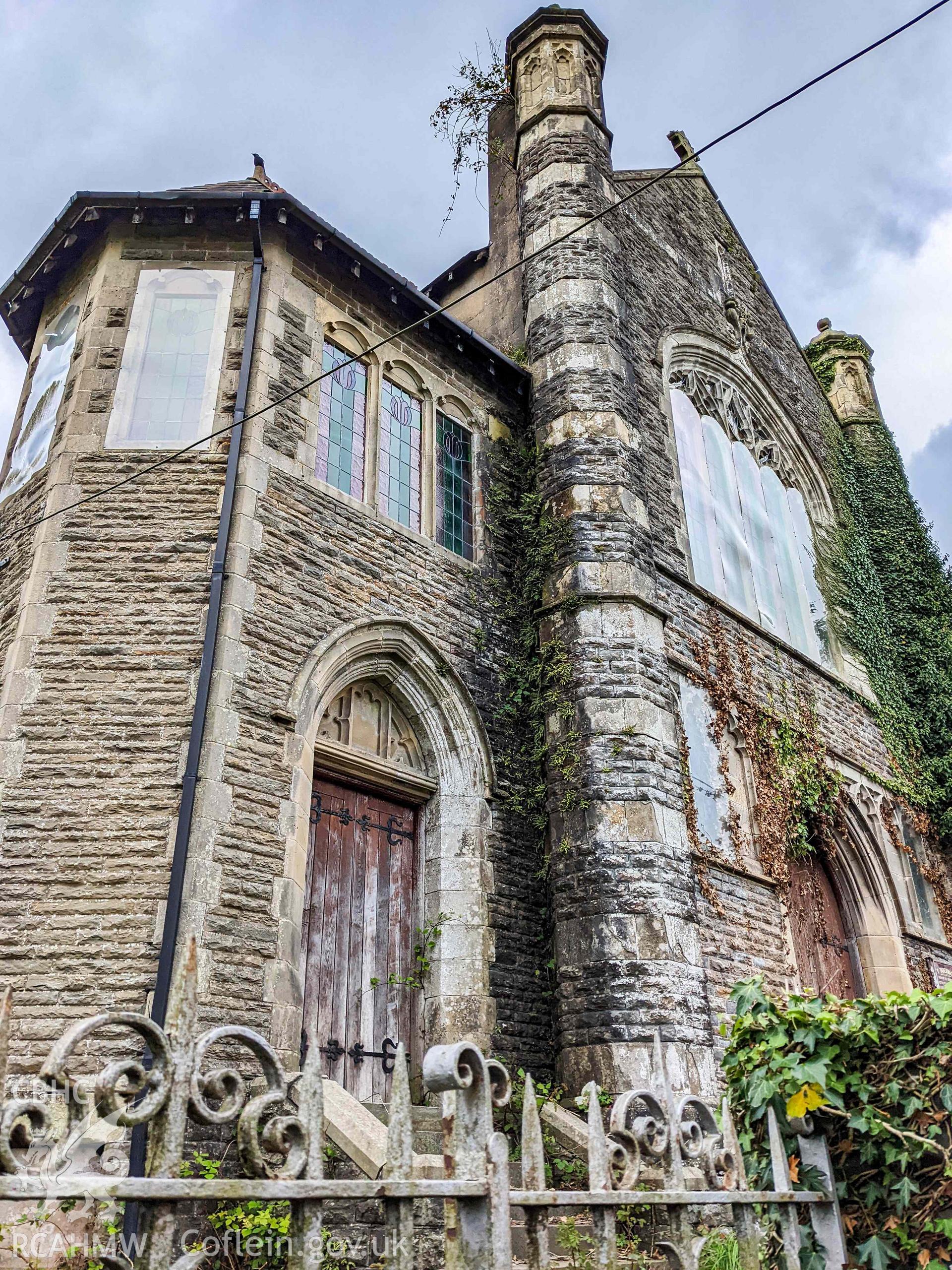 Low angle close of north west (front) flank entrance