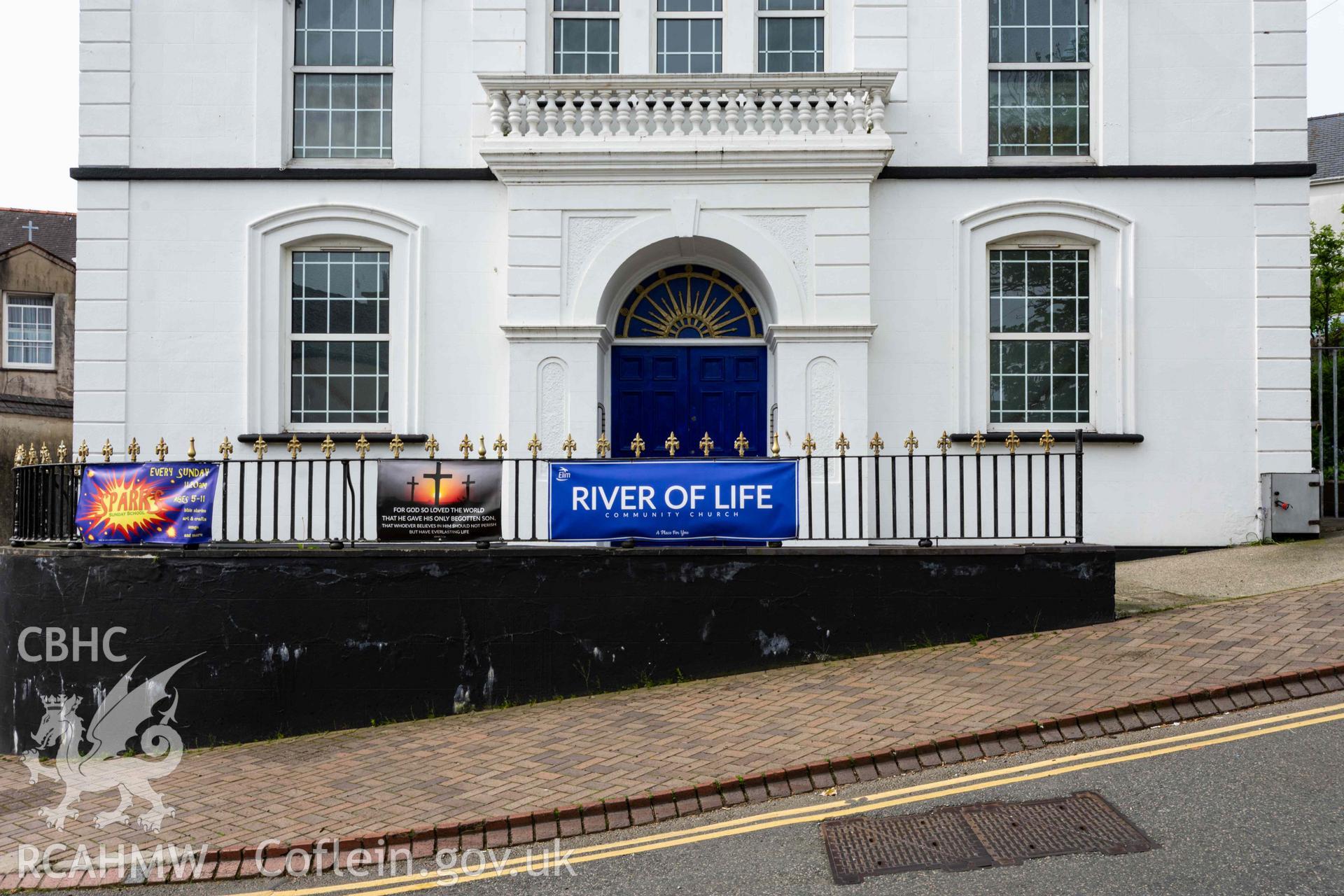 Close of front (north east) elevation ground floor and entrance