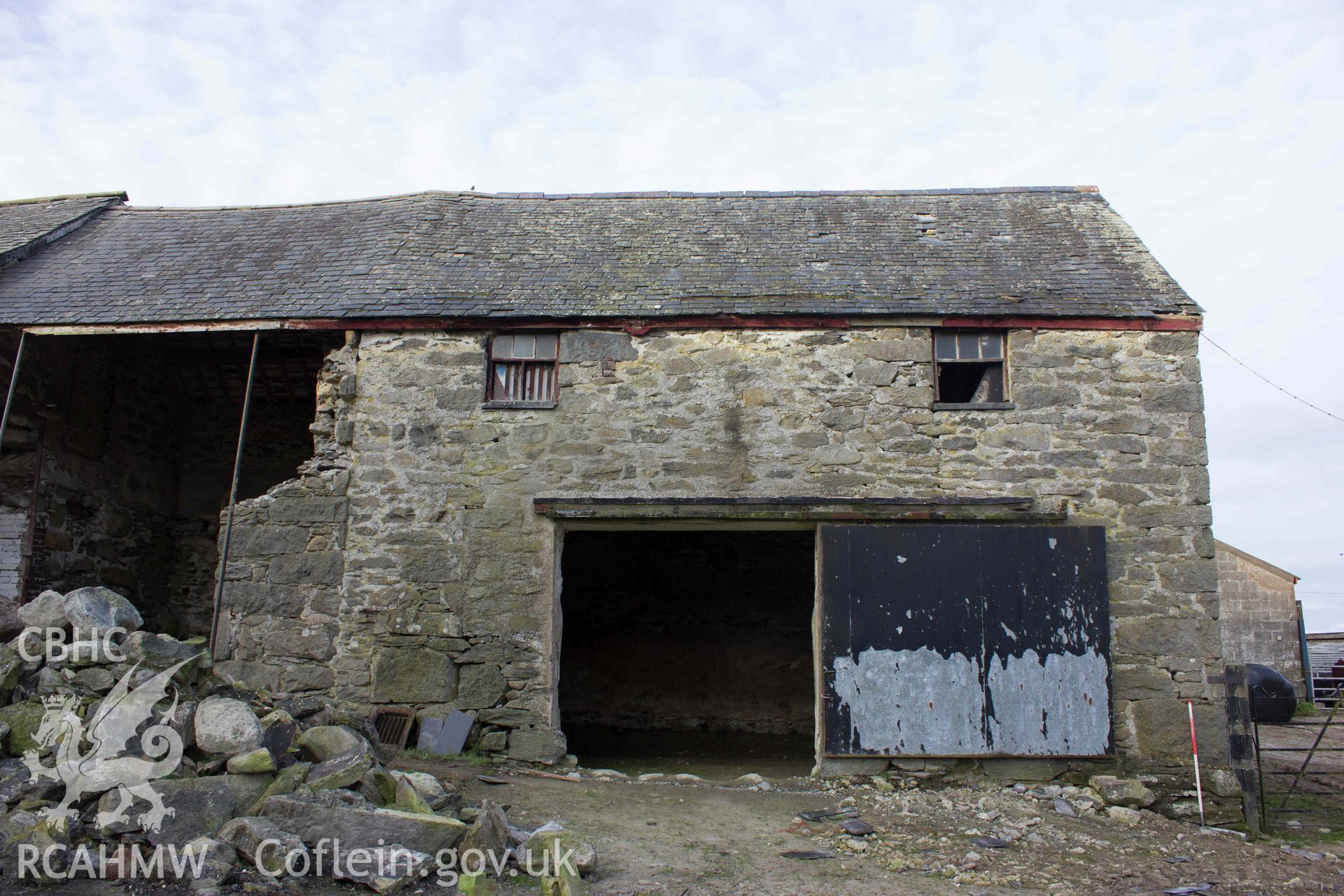 Photograph from a level 1 Historic Building Record of an Outbuilding at Cefnhirfynydd Isa,Glasfryn, Cerrigydrudion, carried out by Aeon Archaeology in 2021. Project no: A0343.1.