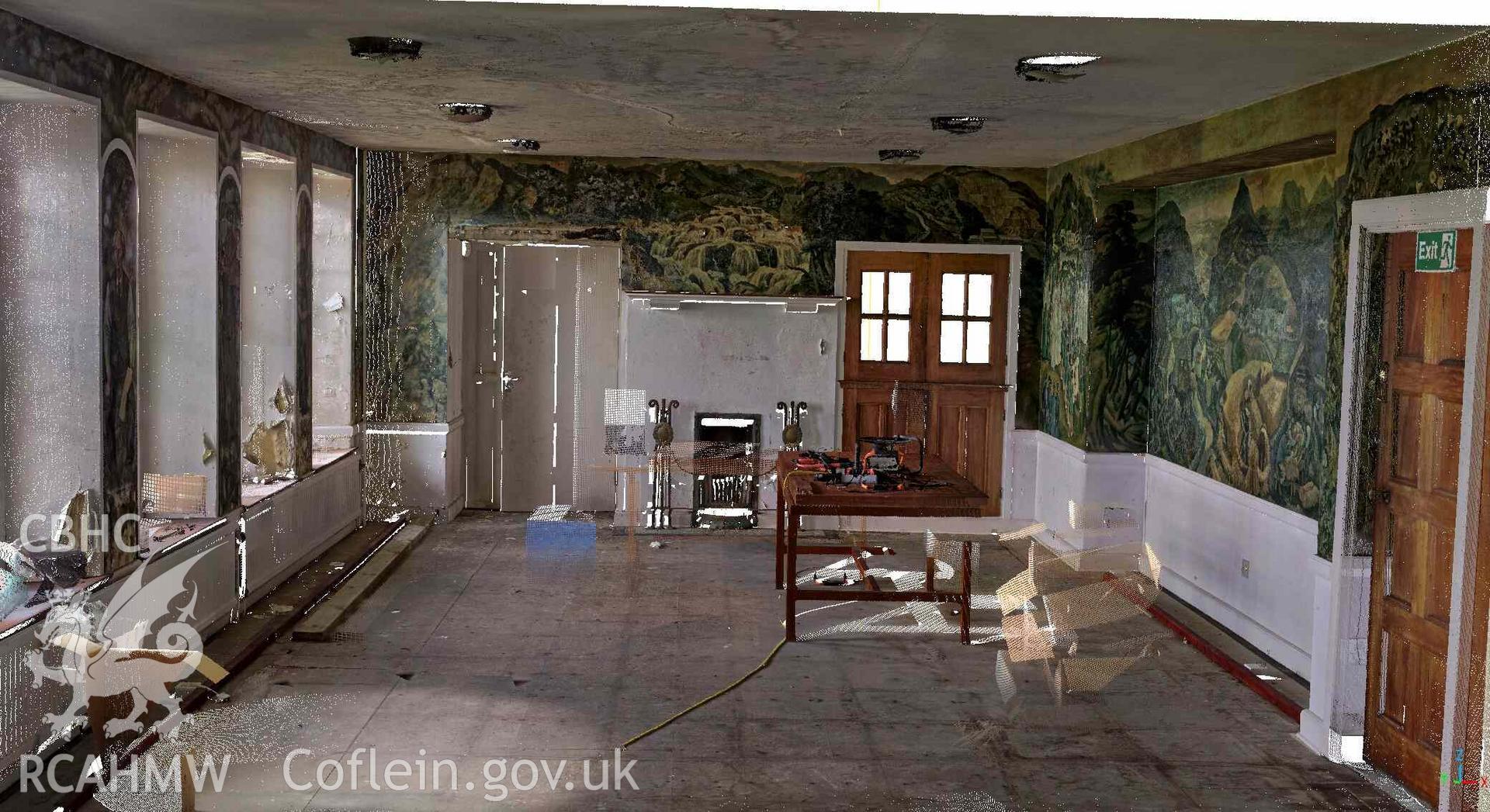 Interior view of Theatr Ardudwy, Harlech, produced as part of a terrestrial laser scanning survey conducted by RCAHMW investigators on 19 June 2024