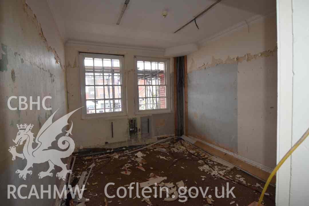 Photograph from a Historic Building Recording of Wrexham Old Library, Creative Hub, Wrexham, carried out by Heneb in 2024. Project PD24-111.