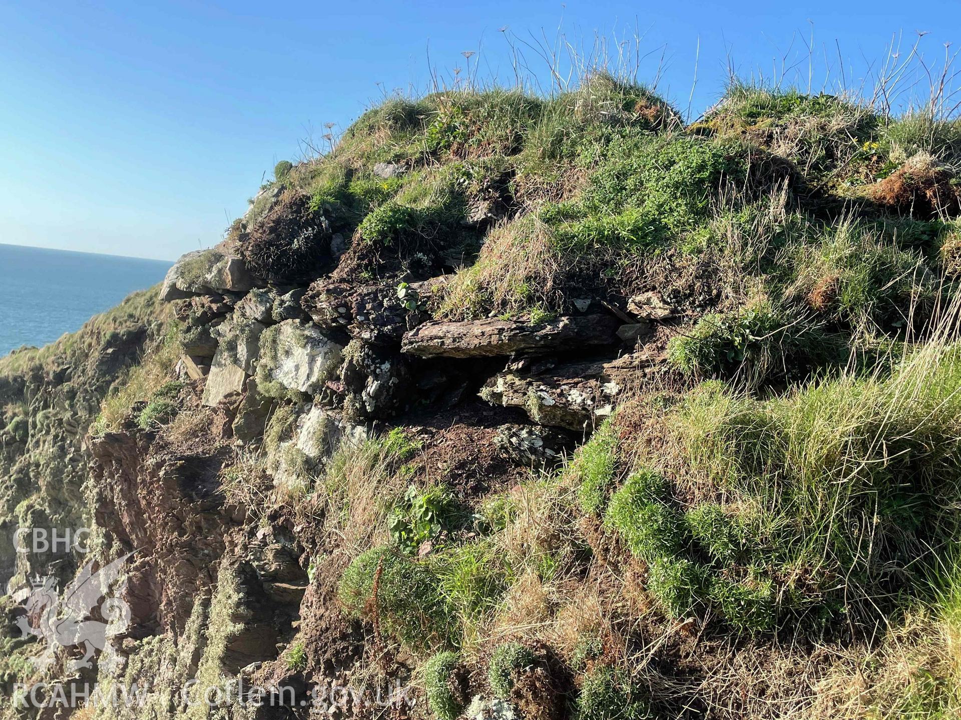 Digital photograph showing view of the gateway stonework at Gateholm, produced by Paul Davis on 7 April 2025