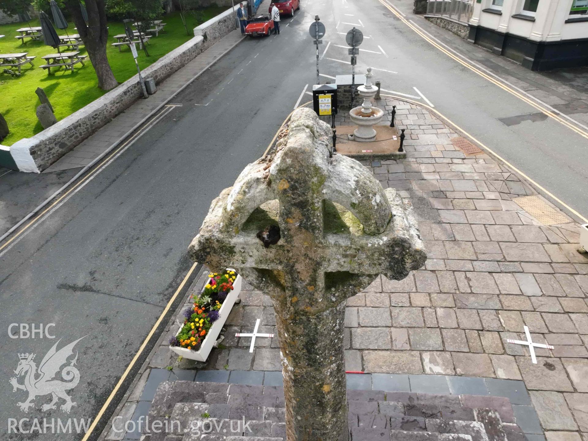 City Cross, St Davids. Detail of the northwest face of the cross on 24/07/2023.