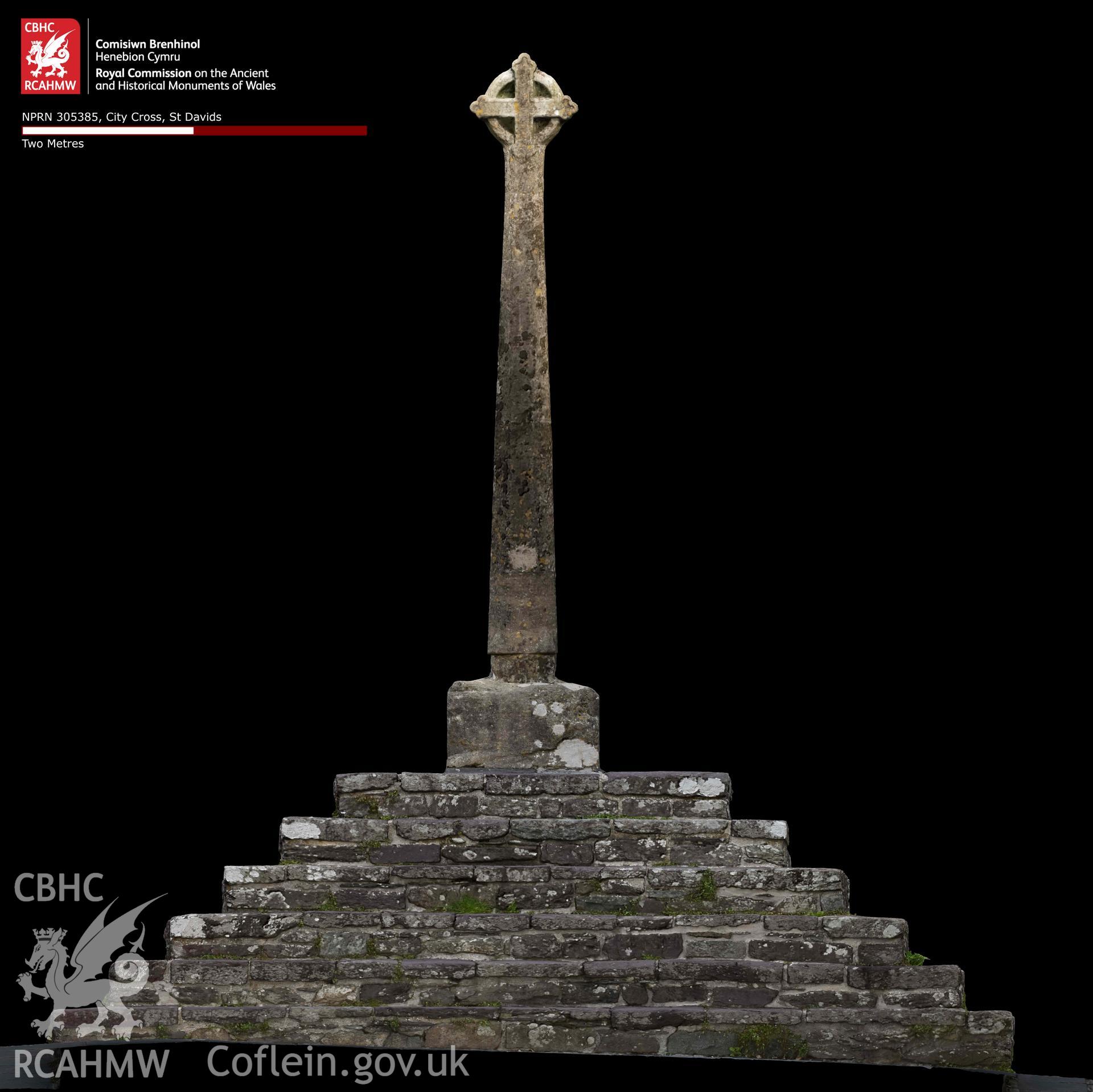 City Cross, St Davids. Orthomosaic of the southeast elevation, derived from a photogrammetry survey on 24/07/2023.