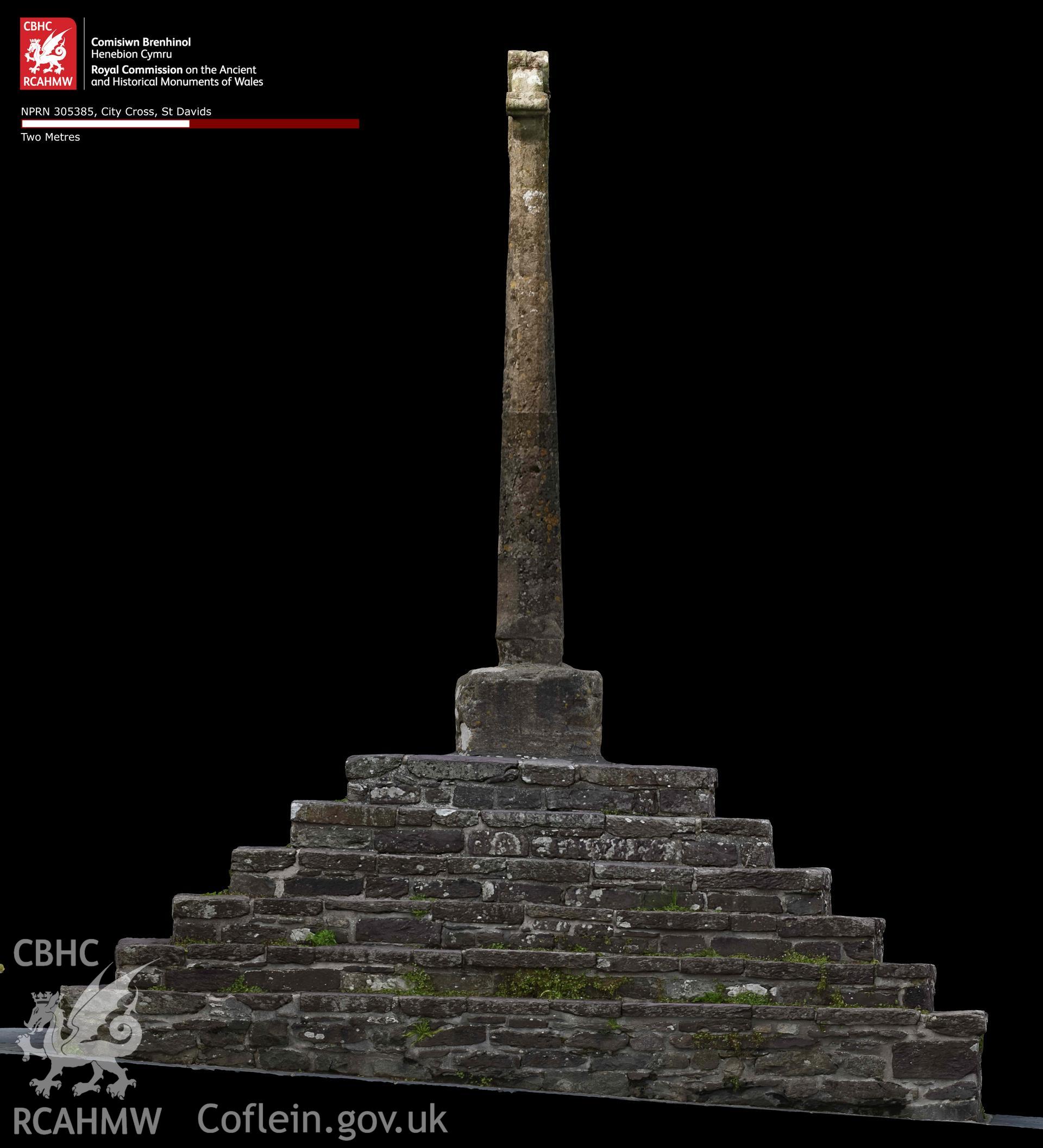 City Cross, St Davids. Orthomosaic of the northeast elevation, derived from a photogrammetry survey on 24/07/2023.