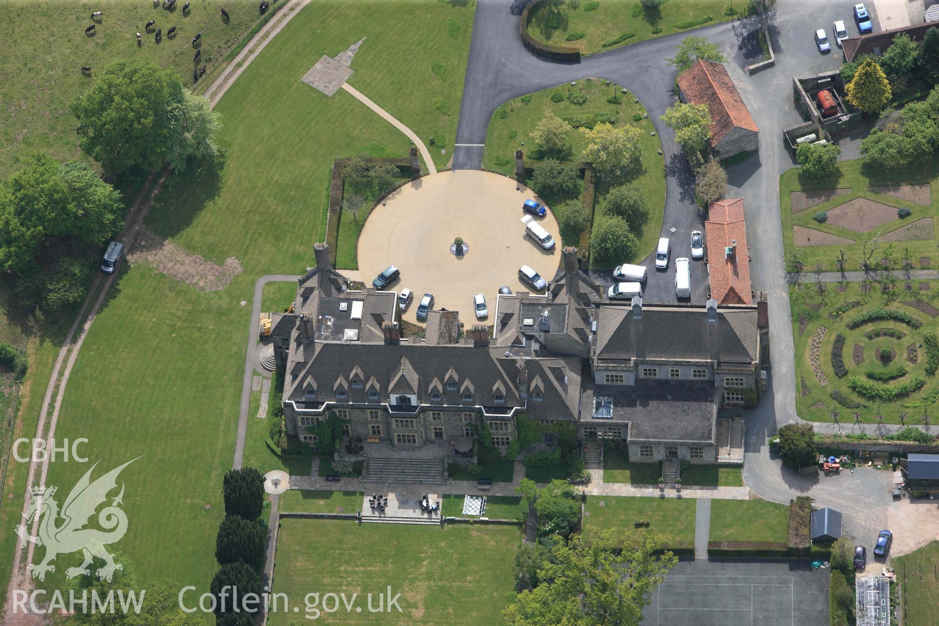 RCAHMW Colour Oblique Digital Aerial Photographs: Llangoed Hall, country house