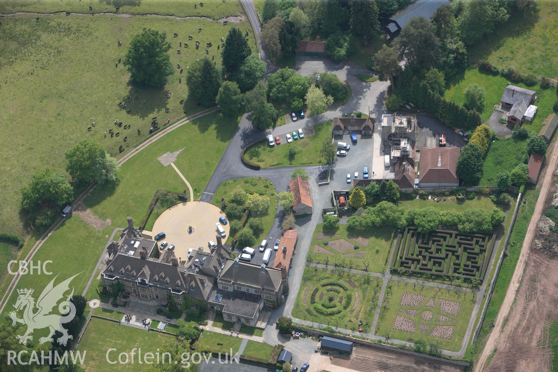 RCAHMW Colour Oblique Digital Aerial Photographs: Llangoed Hall, country house
