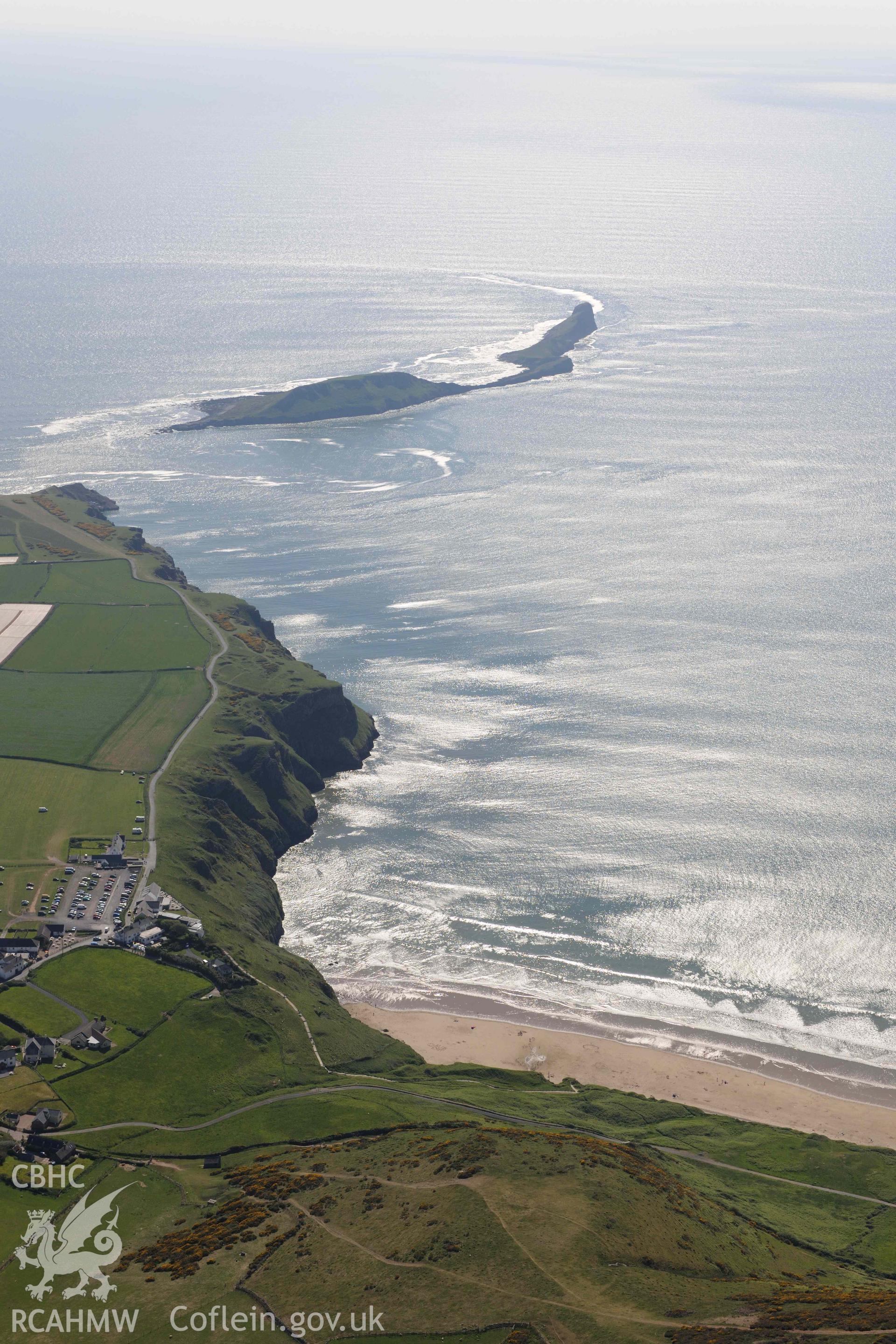RCAHMW Colour Oblique Digital Aerial Photographs: Worms Head, landscape view from north-east