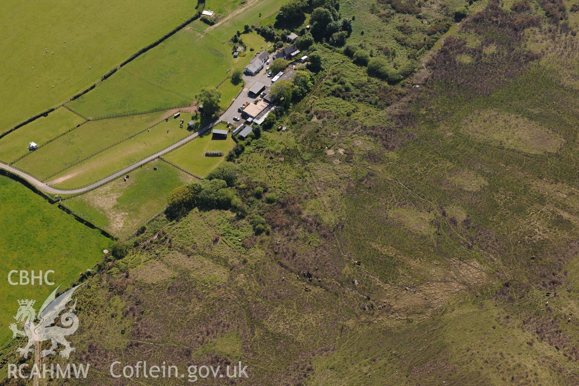 RCAHMW Colour Oblique Digital Aerial Photographs: Cefn Bryn burial chamber (foreground)