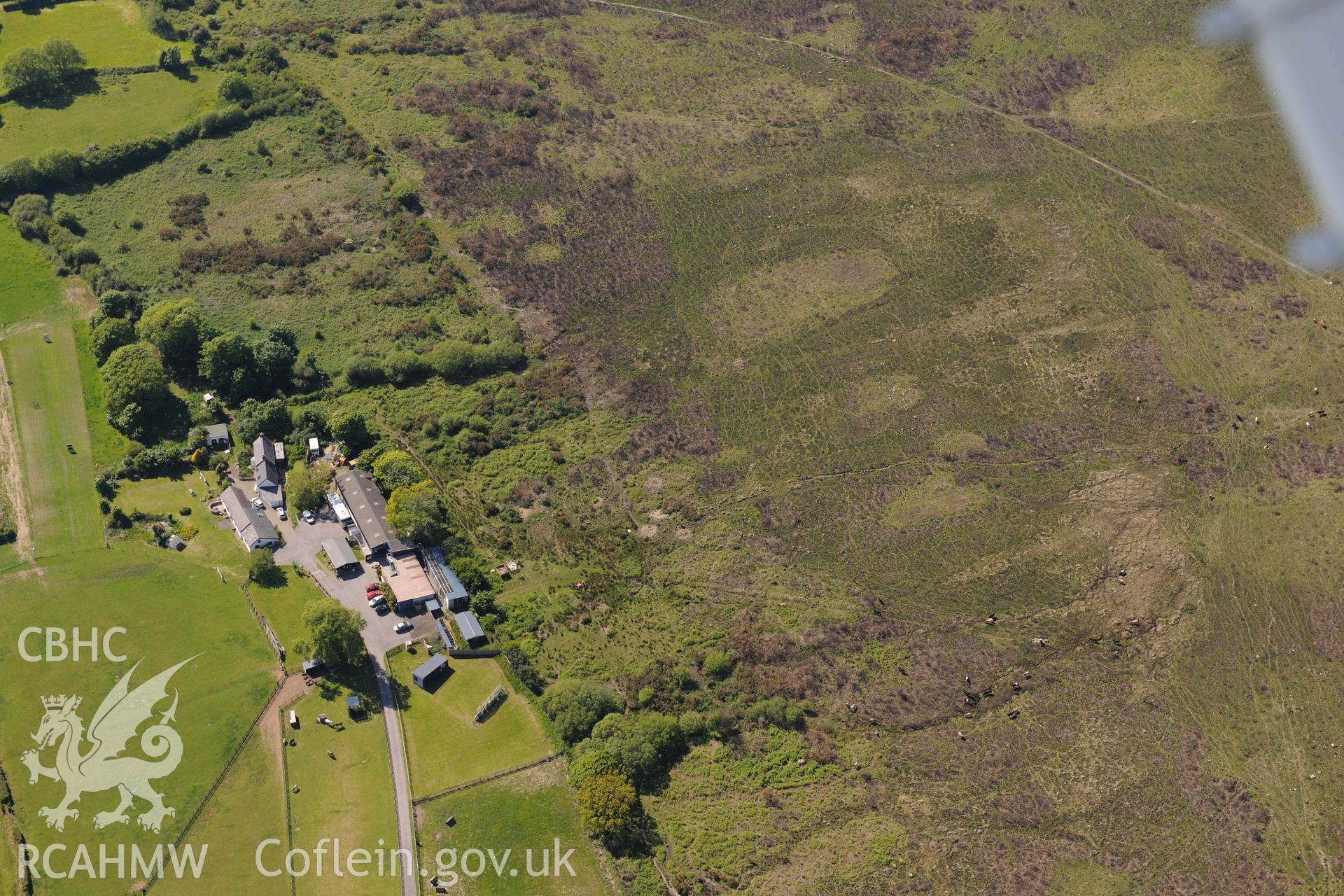 RCAHMW Colour Oblique Digital Aerial Photographs: Cefn Bryn burial chamber (foreground)