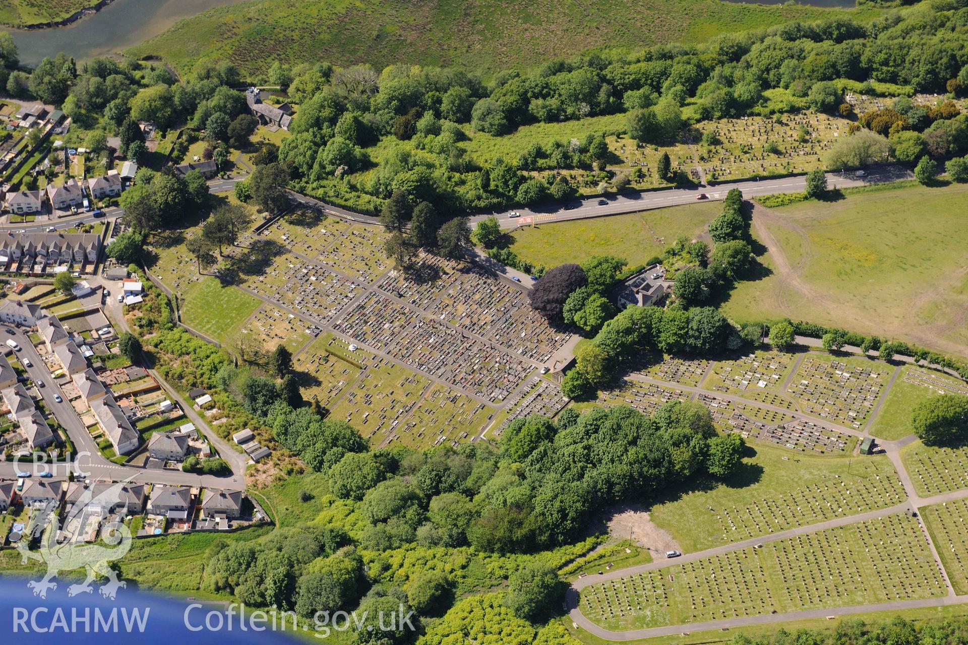 RCAHMW Colour Oblique Digital Aerial Photographs: Mortuary Chapel, Neath, and cemetery
