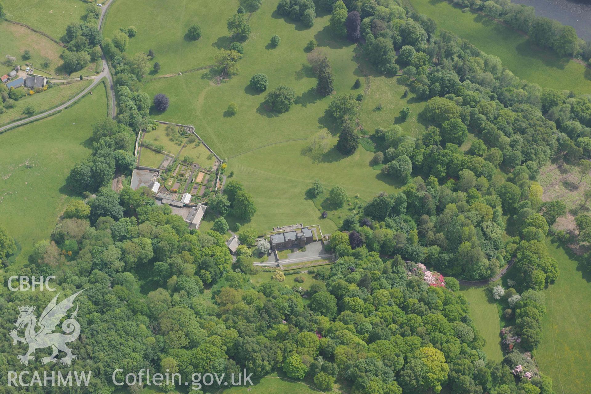 RCAHMW Colour Oblique Digital Aerial Photographs: Llanstephan House, country house garden