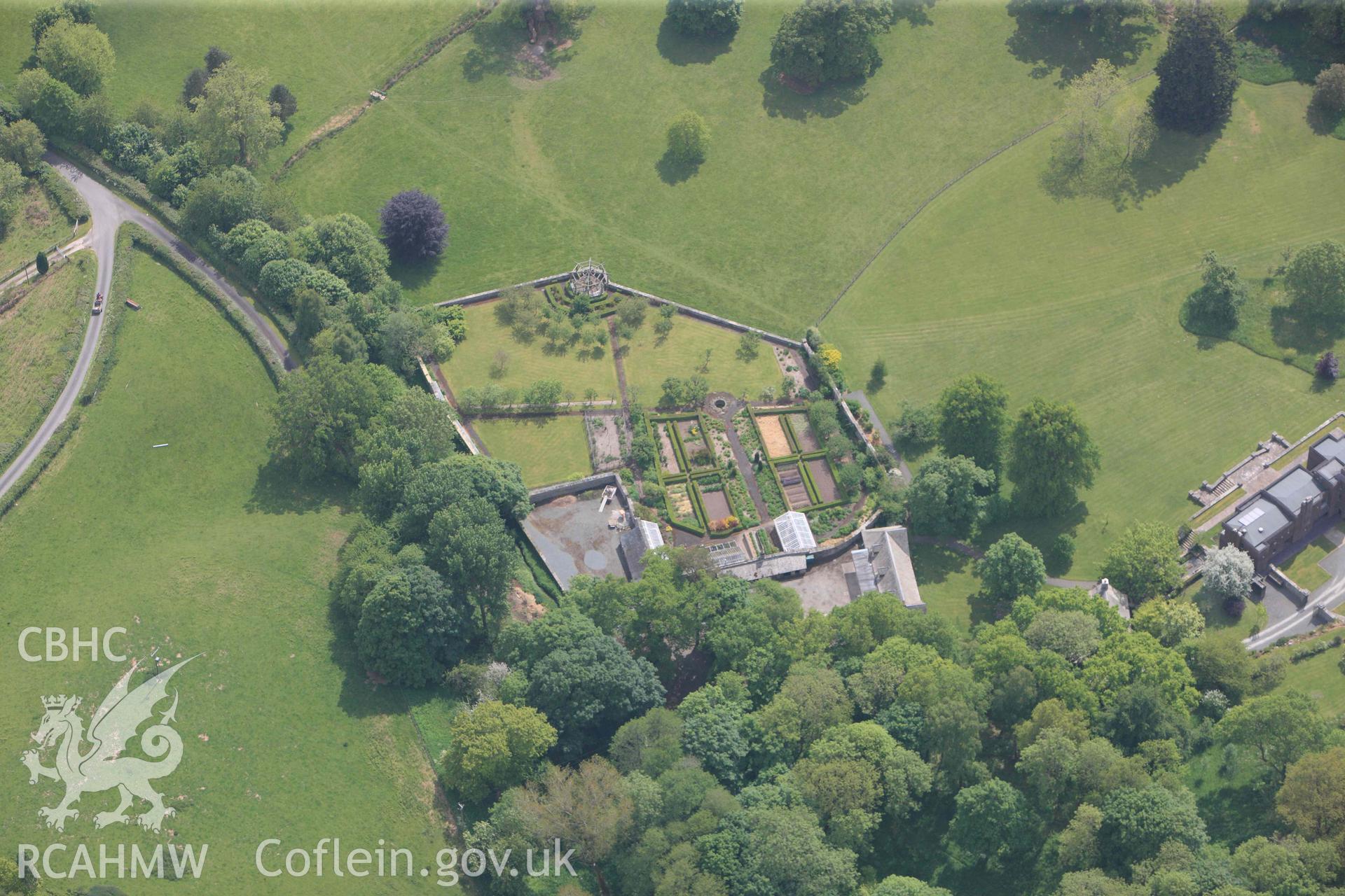 RCAHMW Colour Oblique Digital Aerial Photographs: Llanstephan House, country house garden