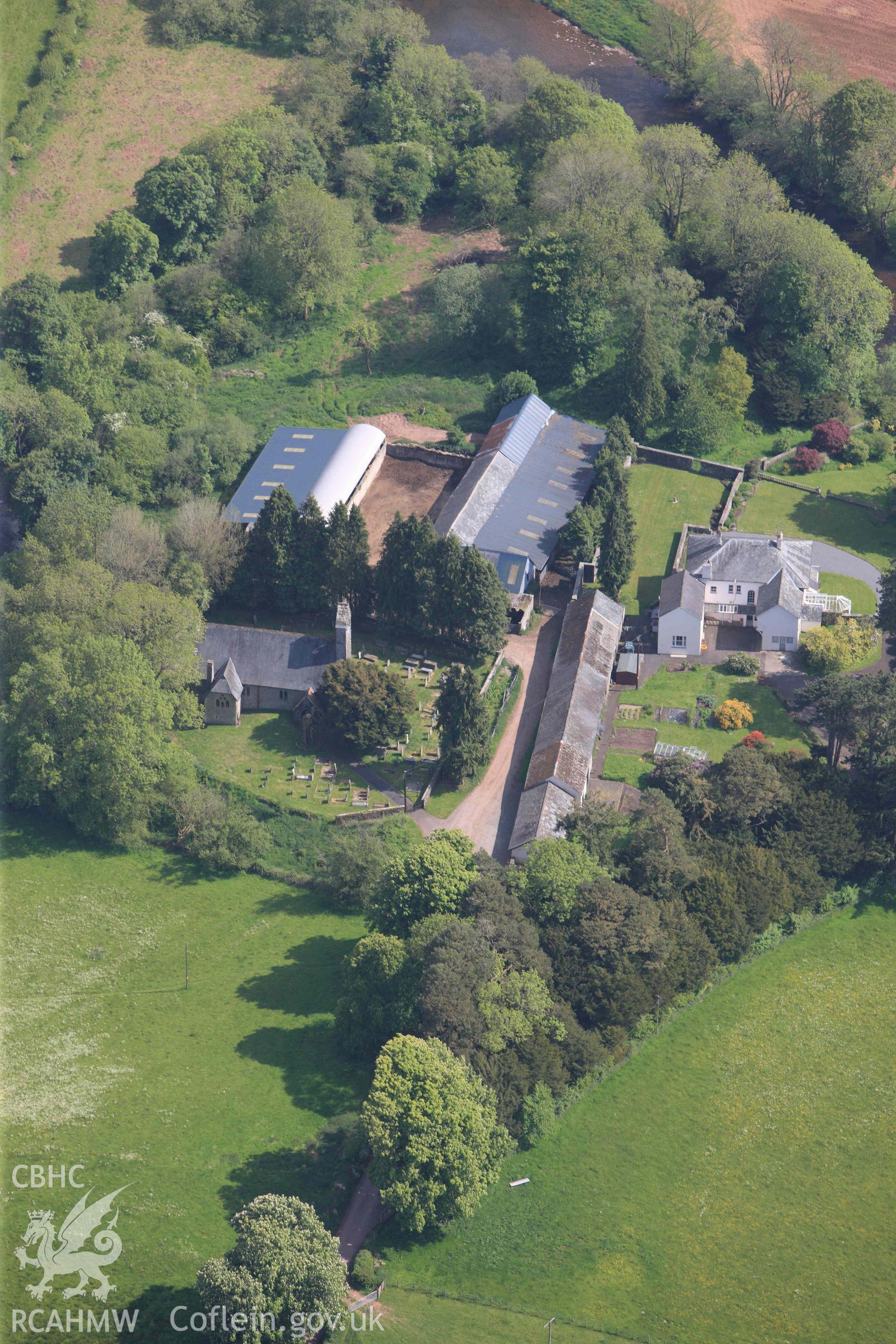 RCAHMW Colour Oblique Digital Aerial Photographs: Church, with Aberyscir Castle