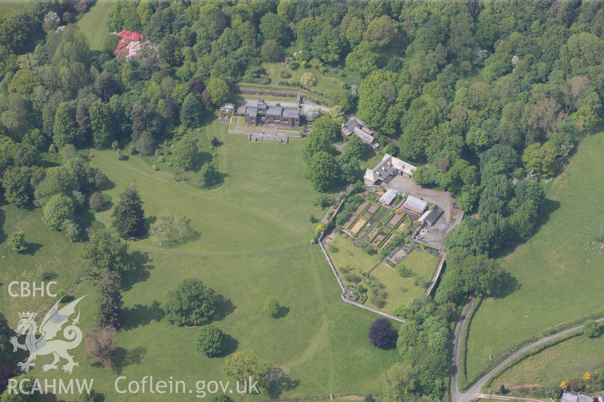 RCAHMW Colour Oblique Digital Aerial Photographs: Llanstephan House, country house garden