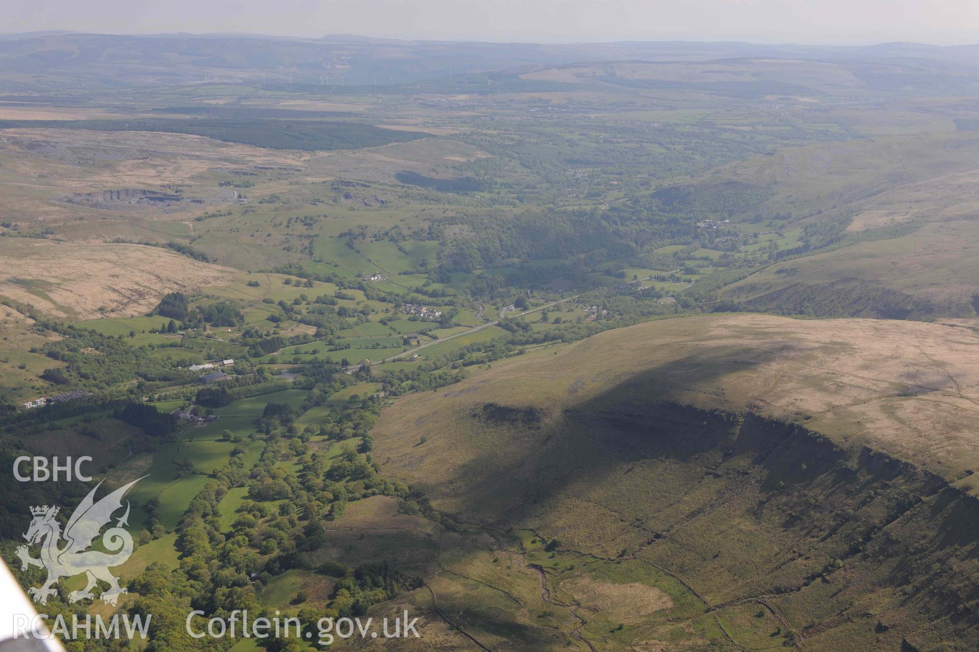 RCAHMW Colour Oblique Digital Aerial Photographs: Craig-y-nos, distant landscape view from north