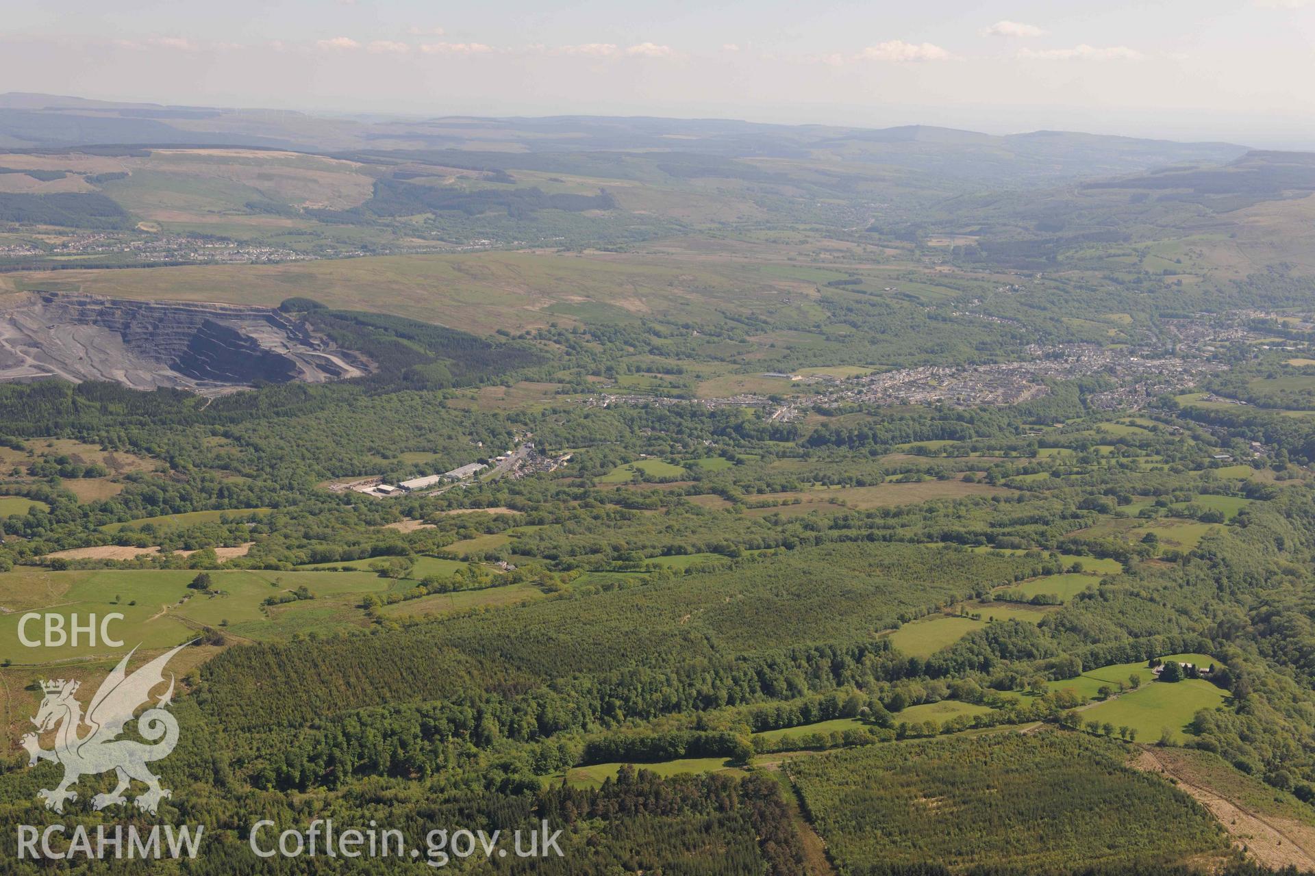 RCAHMW Colour Oblique Digital Aerial Photographs: Ystradgynlais, distant landscape view from north