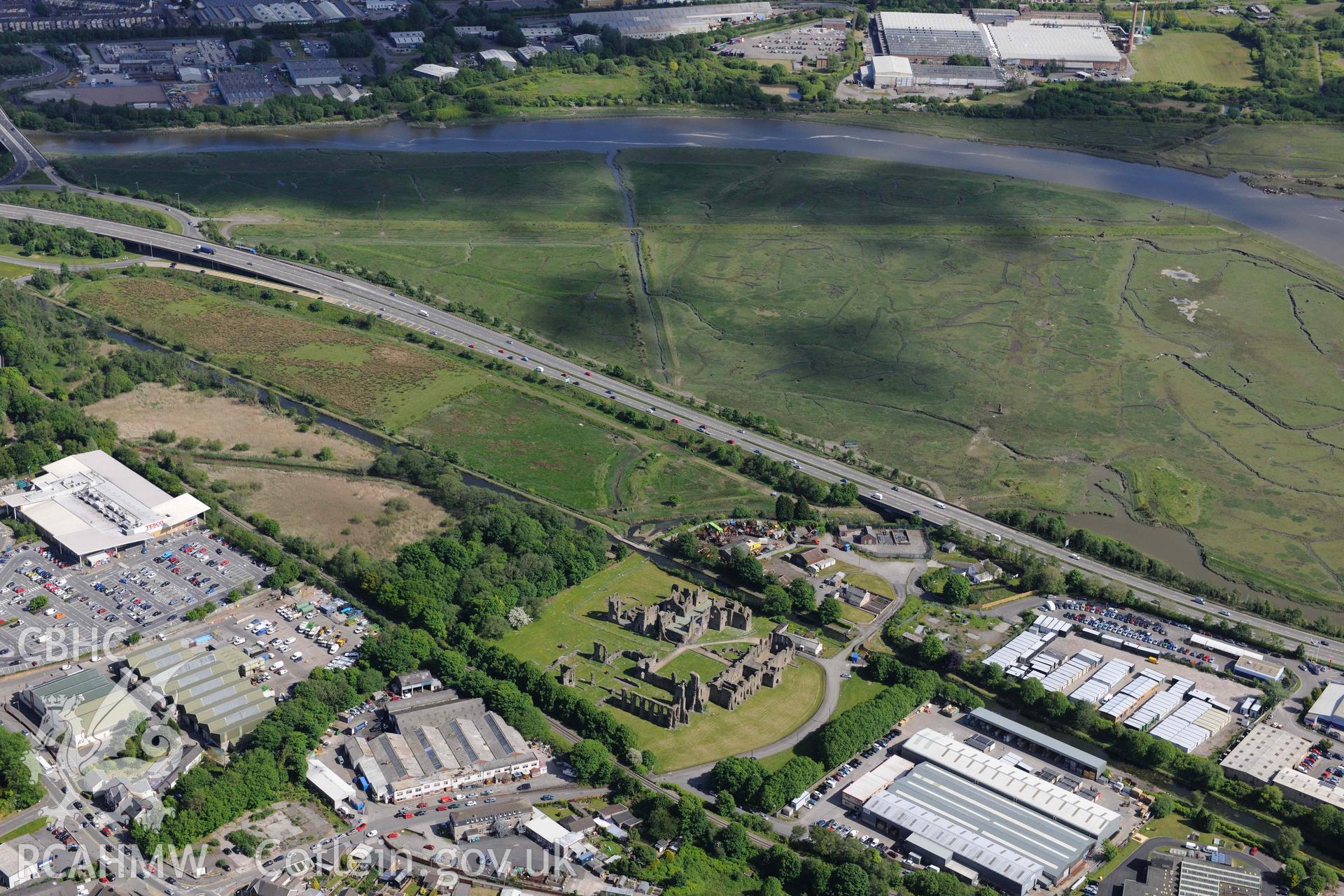 RCAHMW Colour Oblique Digital Aerial Photographs: Neath Abbey, wide landscape view from north-west