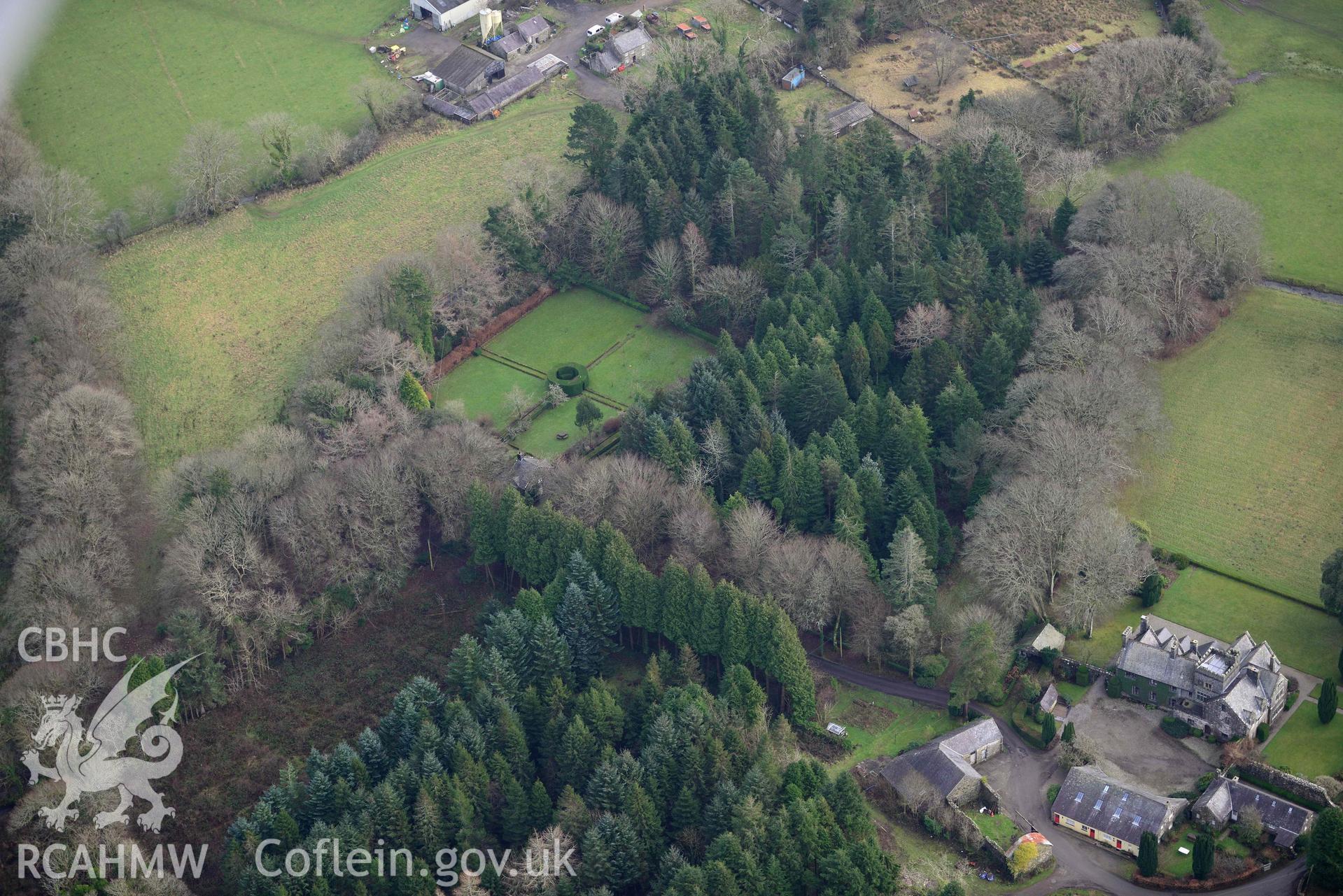 Glasfryn - View of Glasfryn Uchaf and it's gardens, taken from West