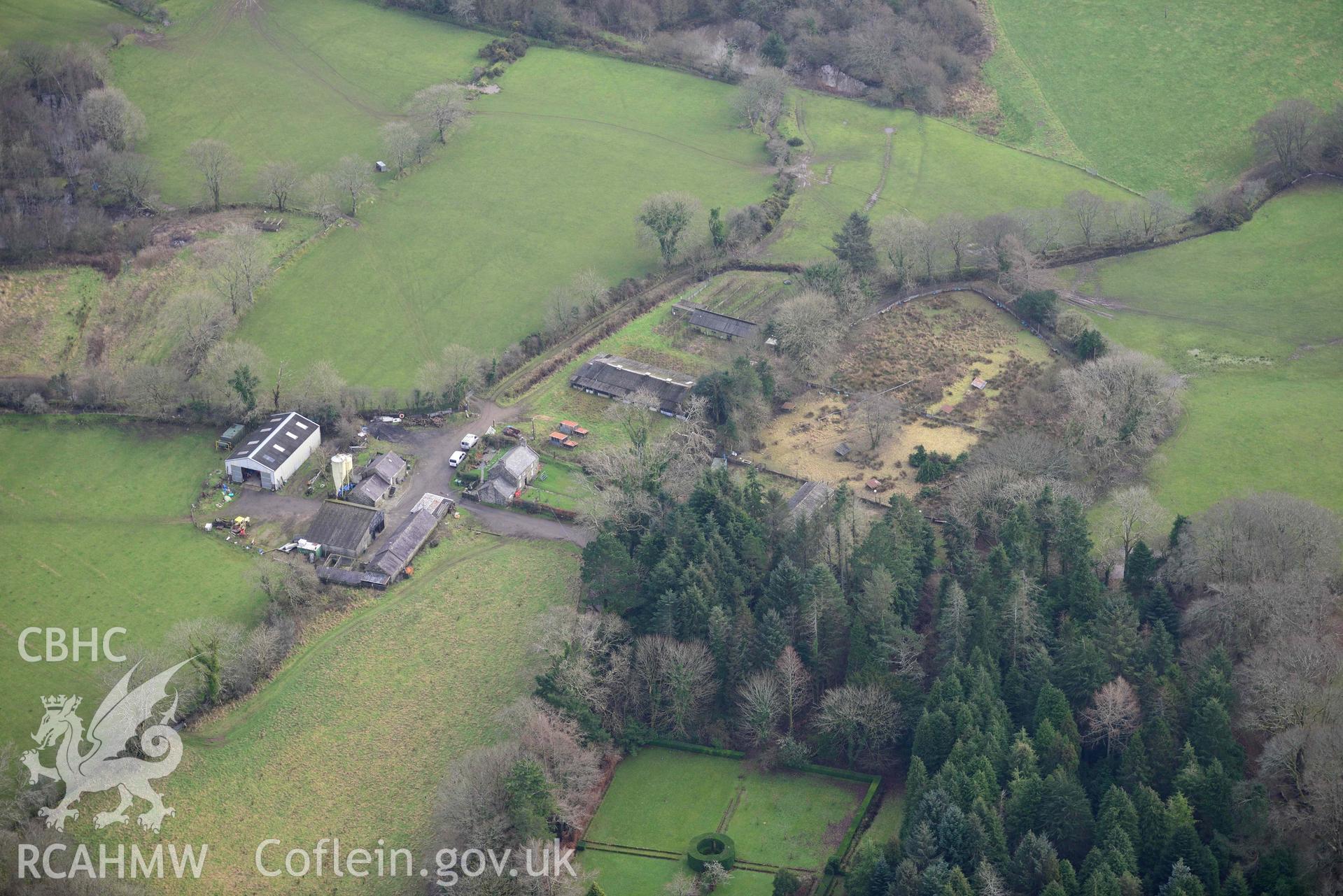 Glasfryn Garden - View of Tyddyn Bach farm to the East of the estate, taken from North-West