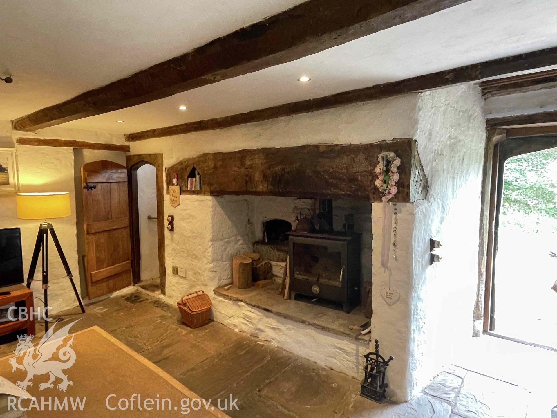 View of fireplace at Ty'r Asch, Pontypool. Produced by Paul Davis, 30 August 2025.