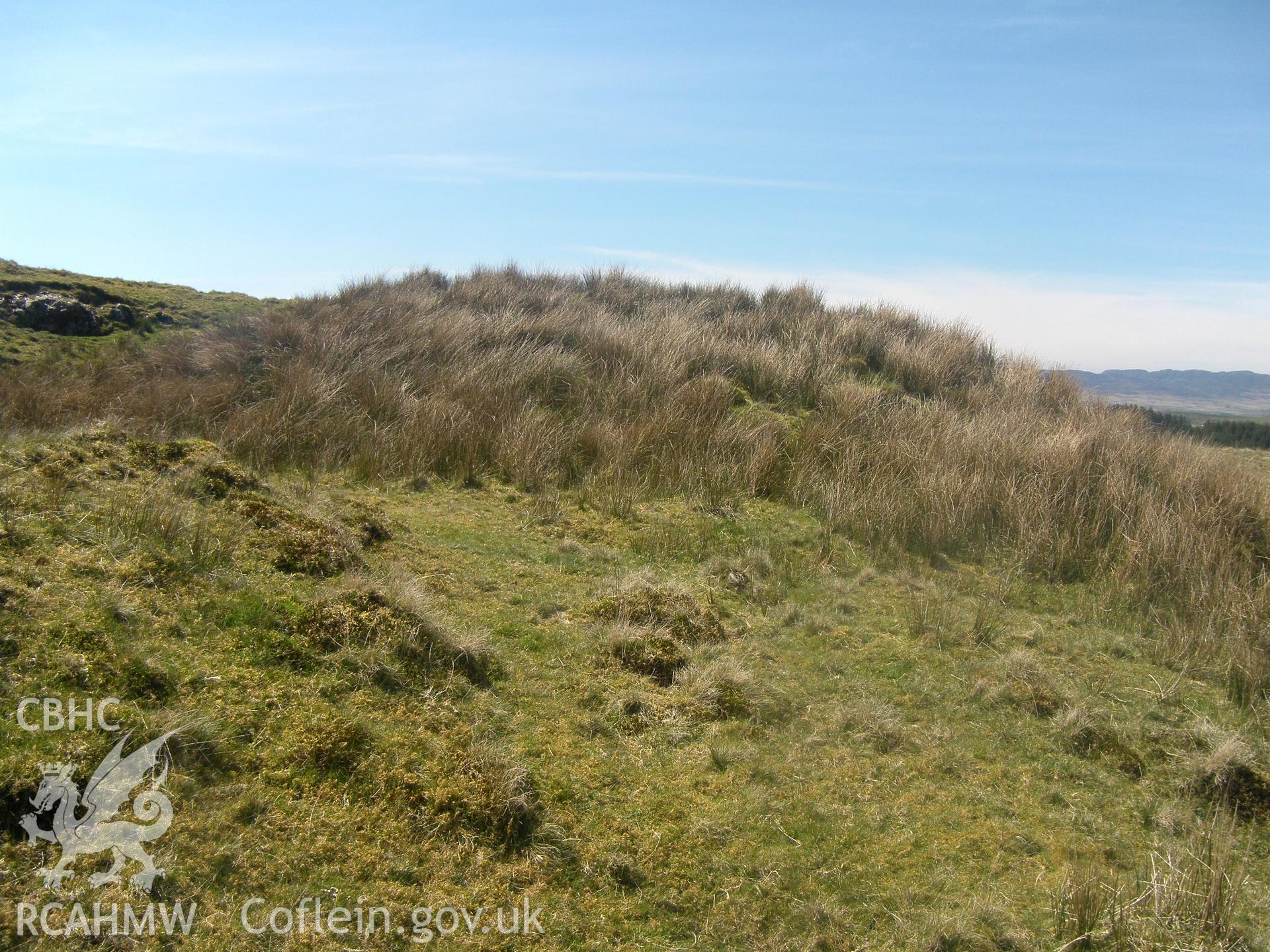 Mynydd Bach Bunker VI, view of the mound facing west