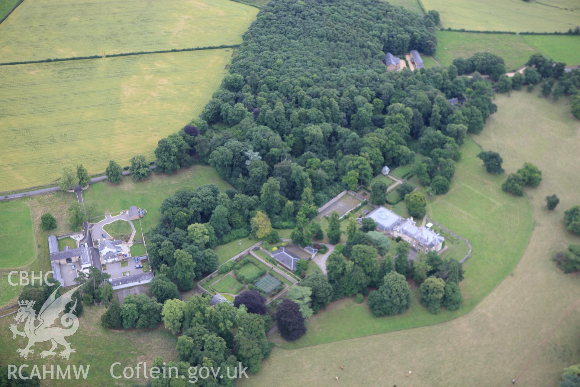 RCAHMW colour oblique aerial photograph of Wyelands House, Mathern, Chepstow. Taken on 09 July 2009 by Toby Driver