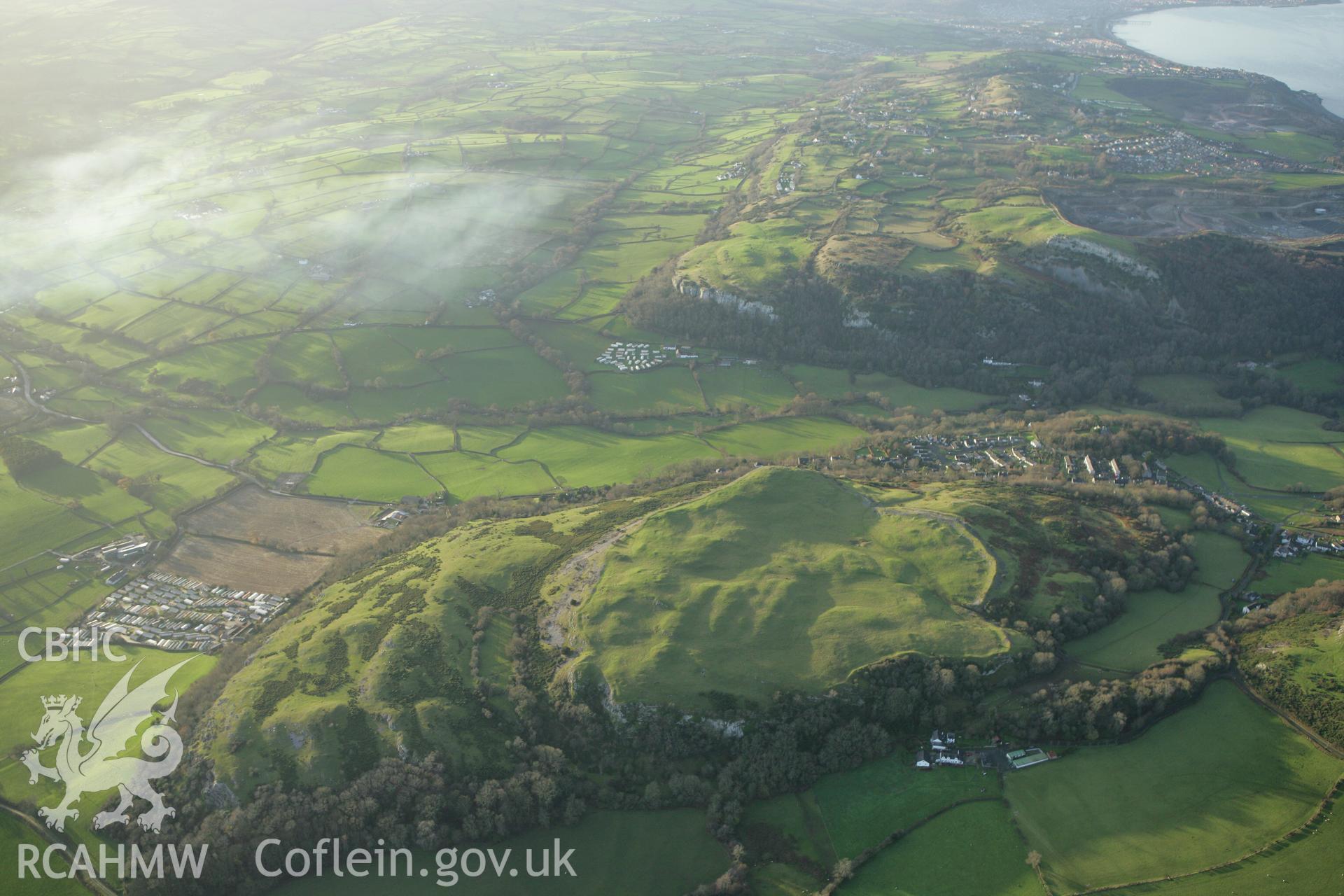 RCAHMW colour oblique aerial photograph of Pen-y-Corddyn-Mawr, Abergele. Taken on 10 December 2009 by Toby Driver