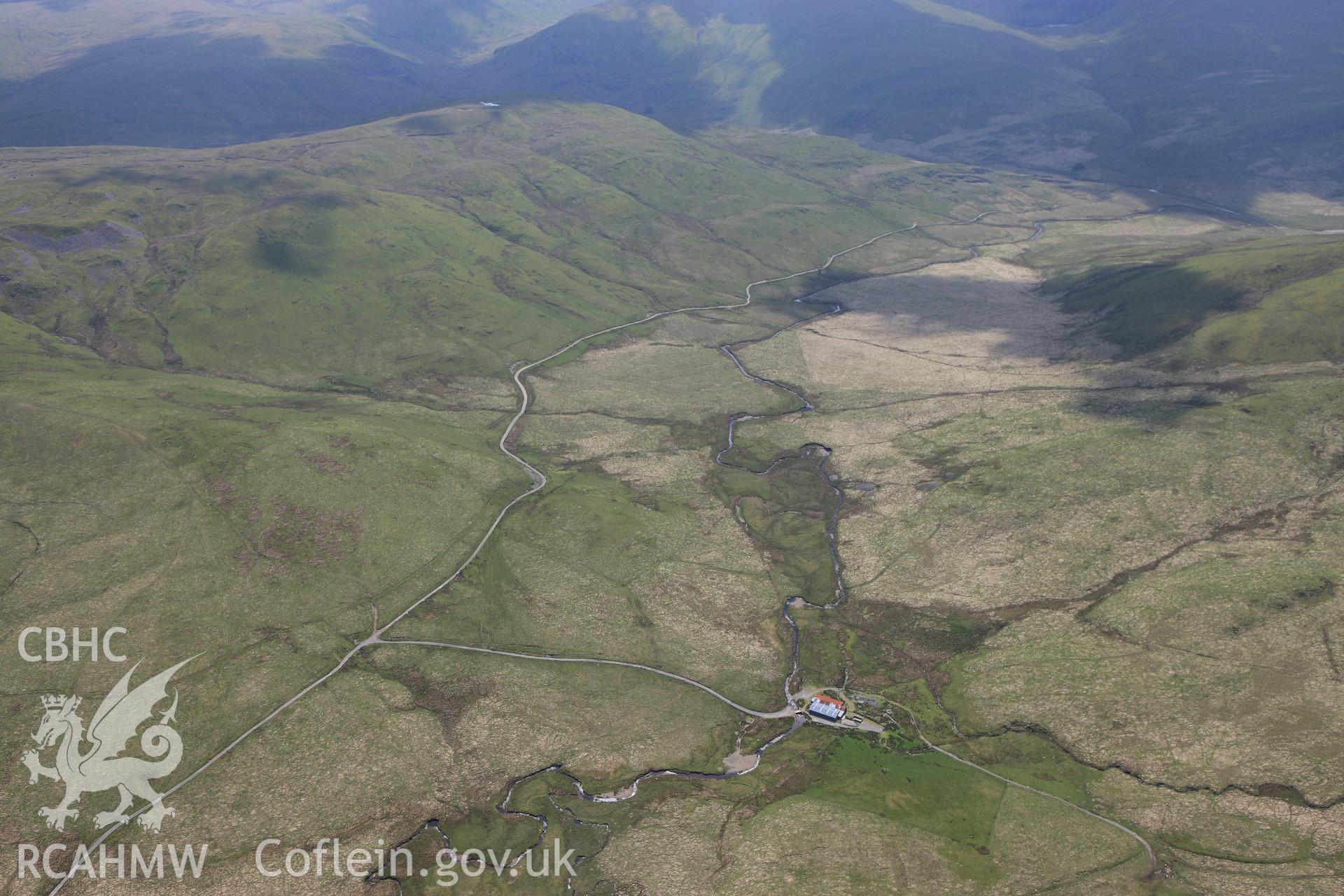 RCAHMW colour oblique aerial photograph of the site of the Battle of Hyddgen, Plynlimon. Taken on 02 June 2009 by Toby Driver