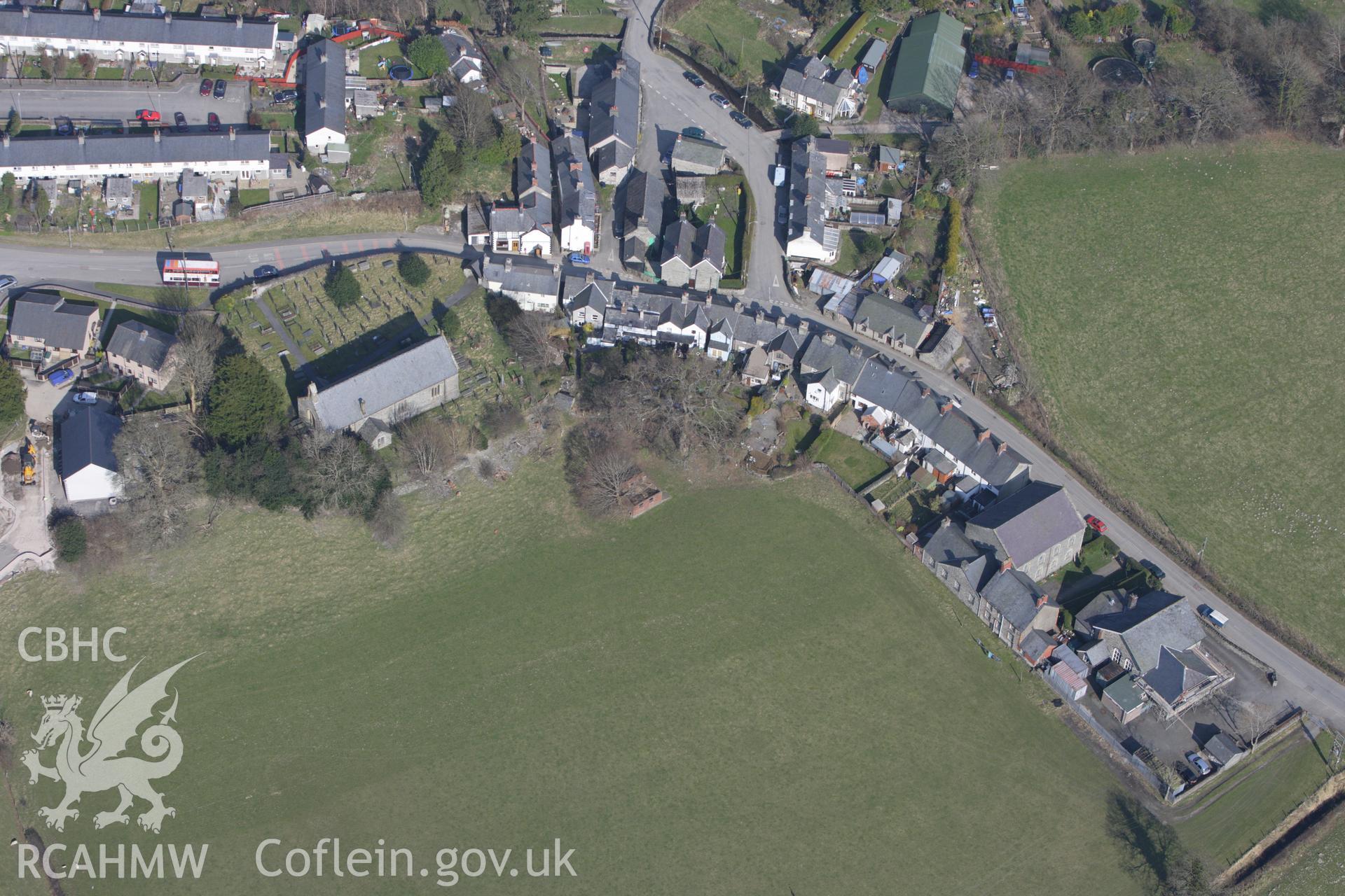 RCAHMW colour oblique photograph of Llandderfel, village. Taken by Toby Driver on 18/03/2009.