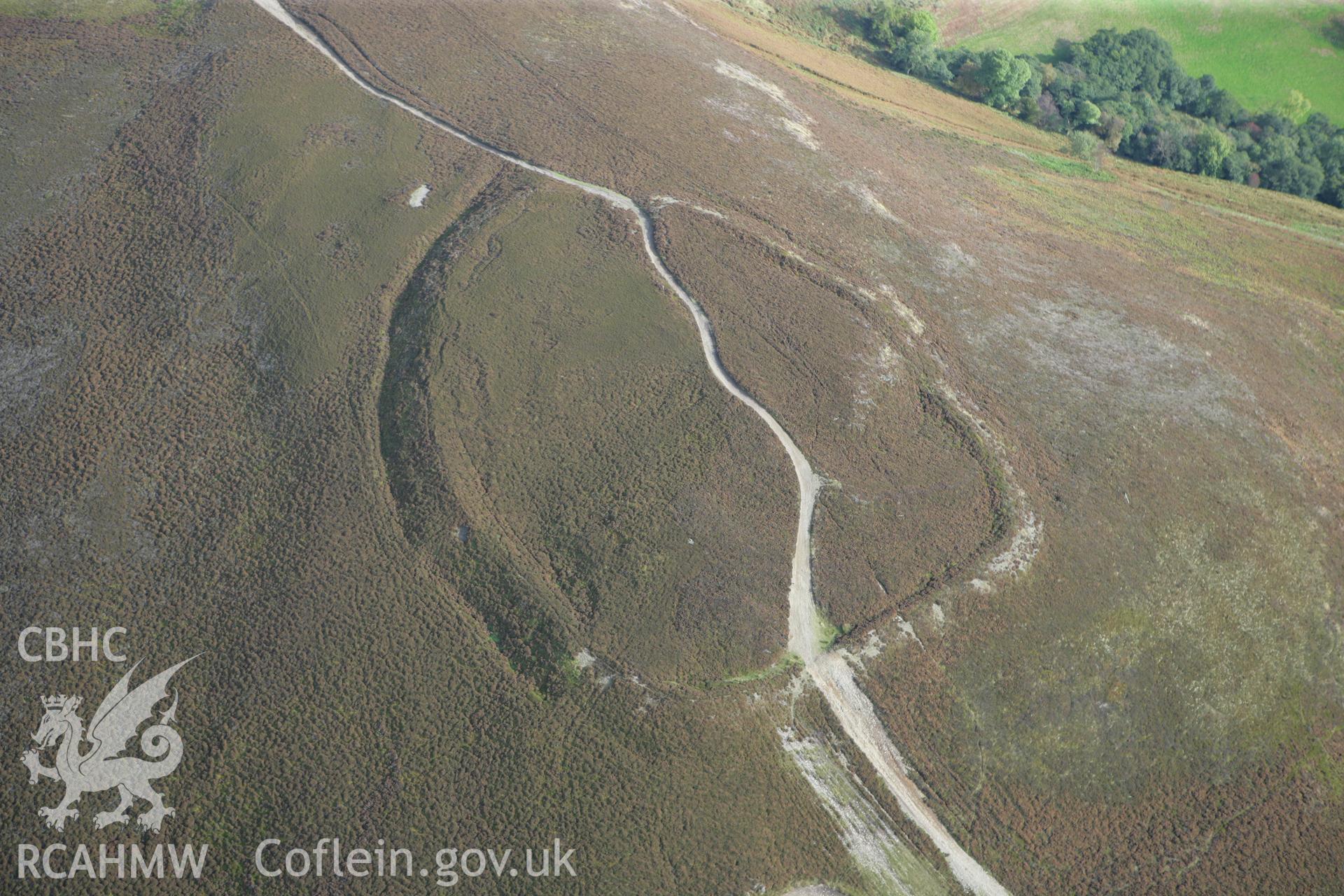 RCAHMW colour oblique aerial photograph of Moel-y-Gaer Hillfort, Llantysilio. Taken on 13 October 2009 by Toby Driver