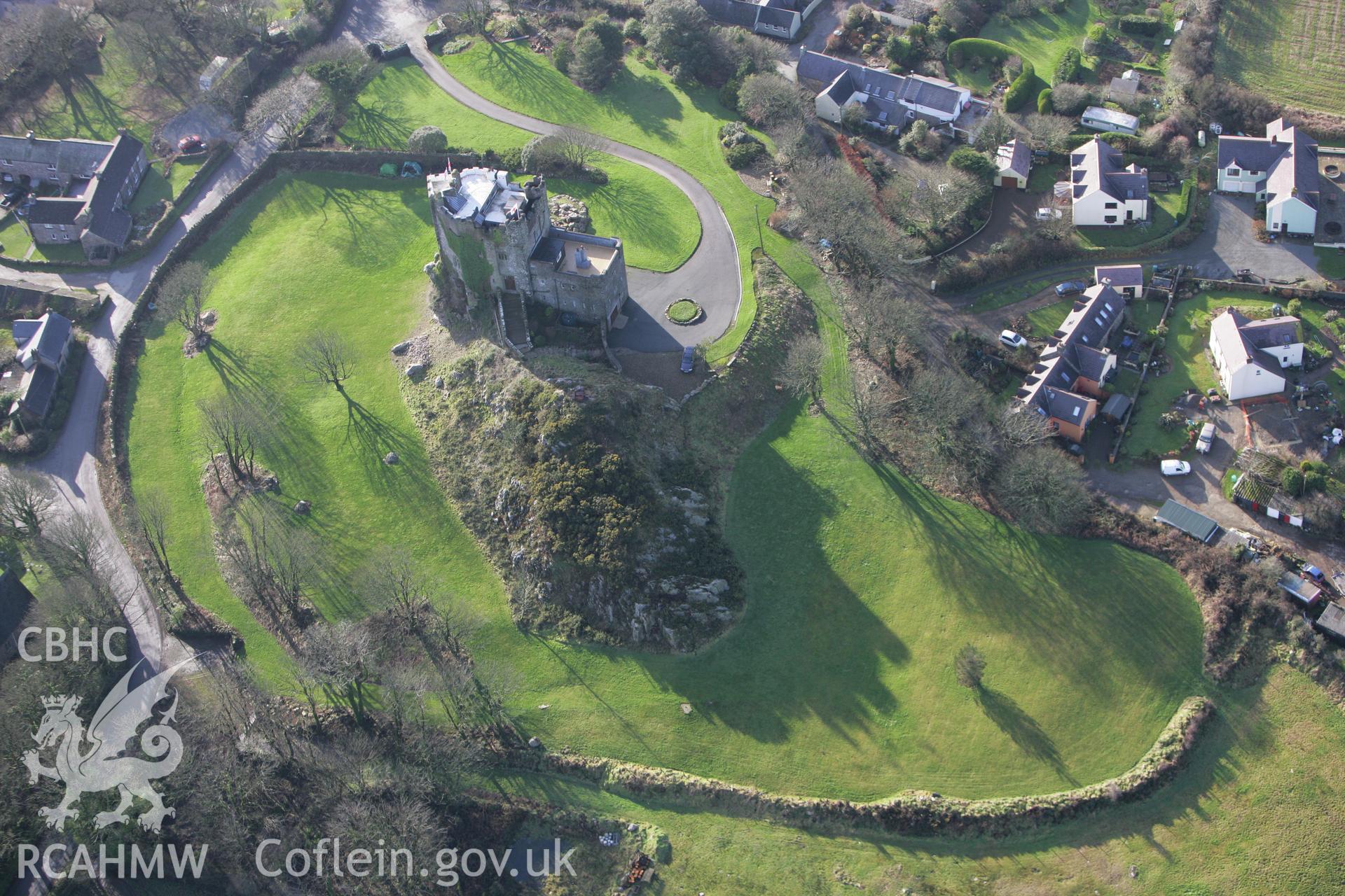 RCAHMW colour oblique aerial photograph of Roch Castle. Taken on 28 January 2009 by Toby Driver