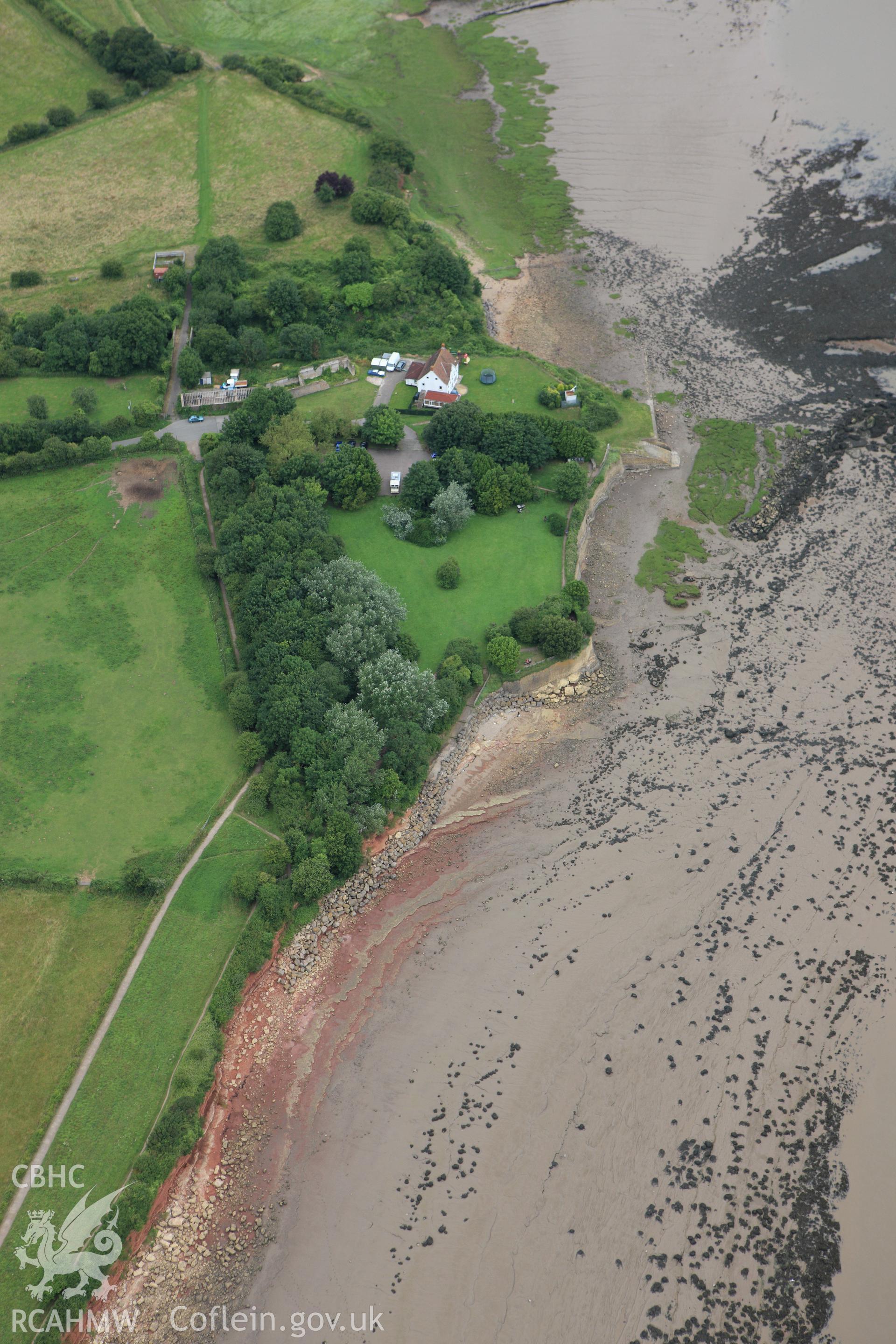 RCAHMW colour oblique aerial photograph of Black Rock Roman Ferry Site, Portskewett. Taken on 09 July 2009 by Toby Driver