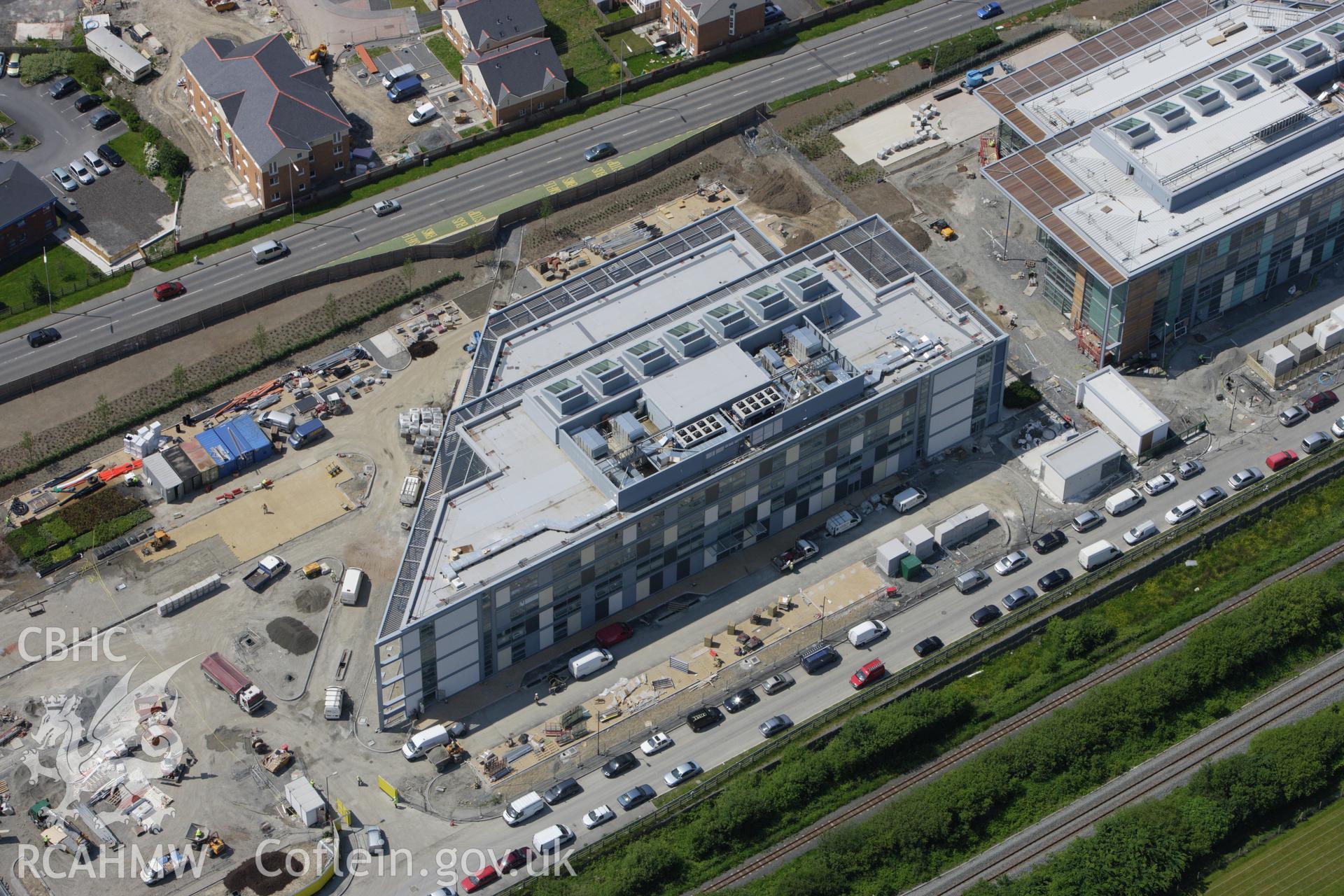 RCAHMW colour oblique aerial photograph of Welsh Assembly Government and County Council offices, Aberystwyth. Taken on 02 June 2009 by Toby Driver