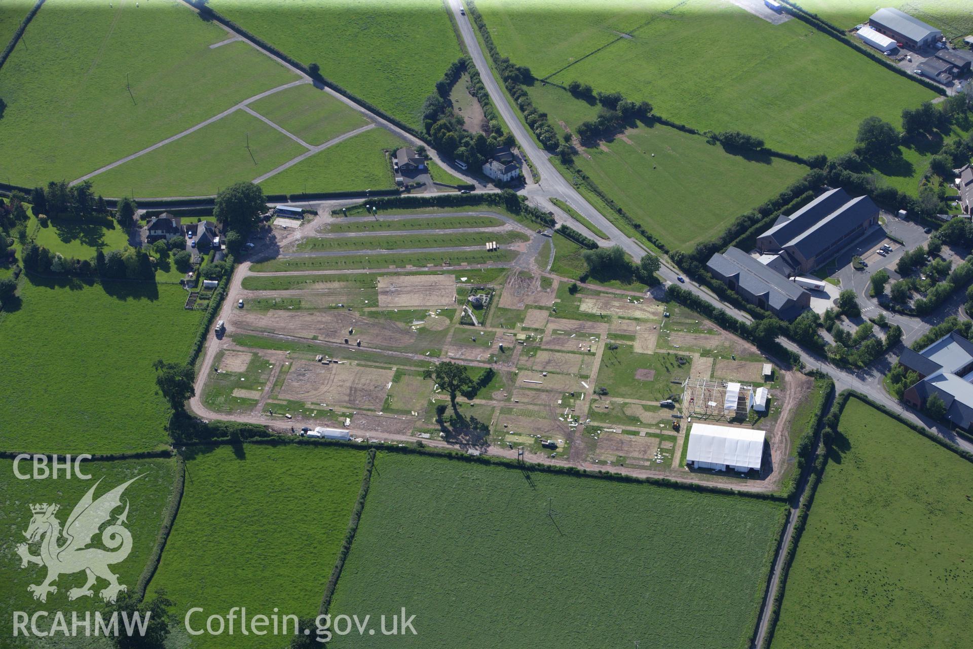 RCAHMW colour oblique aerial photograph of Hay Festival Site, Hay-On-Wye. Taken on 11 June 2009 by Toby Driver