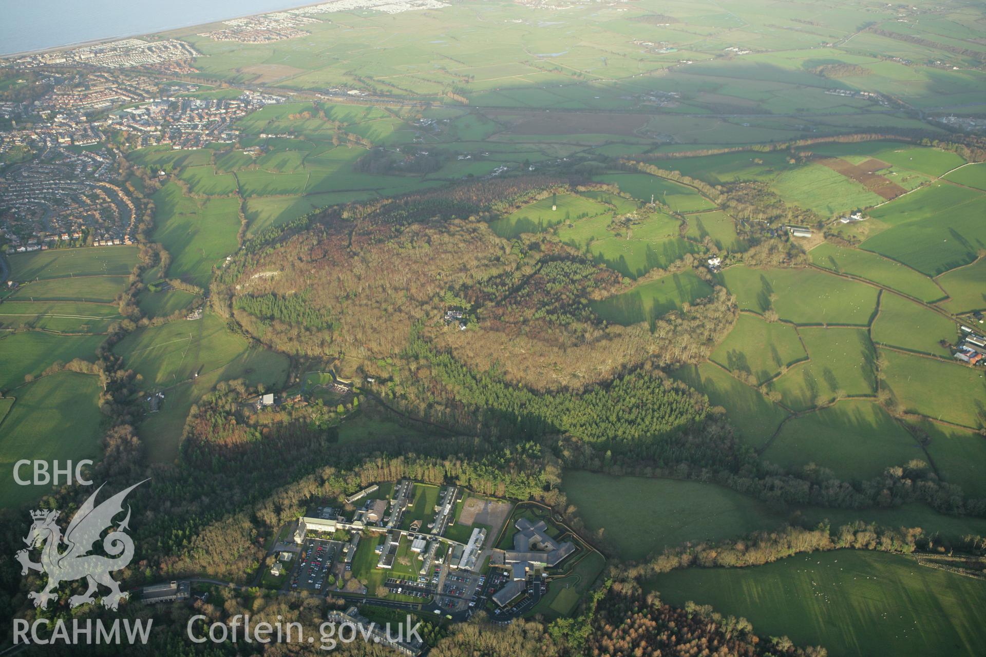 RCAHMW colour oblique aerial photograph of Abergele Hospital. Taken on 10 December 2009 by Toby Driver