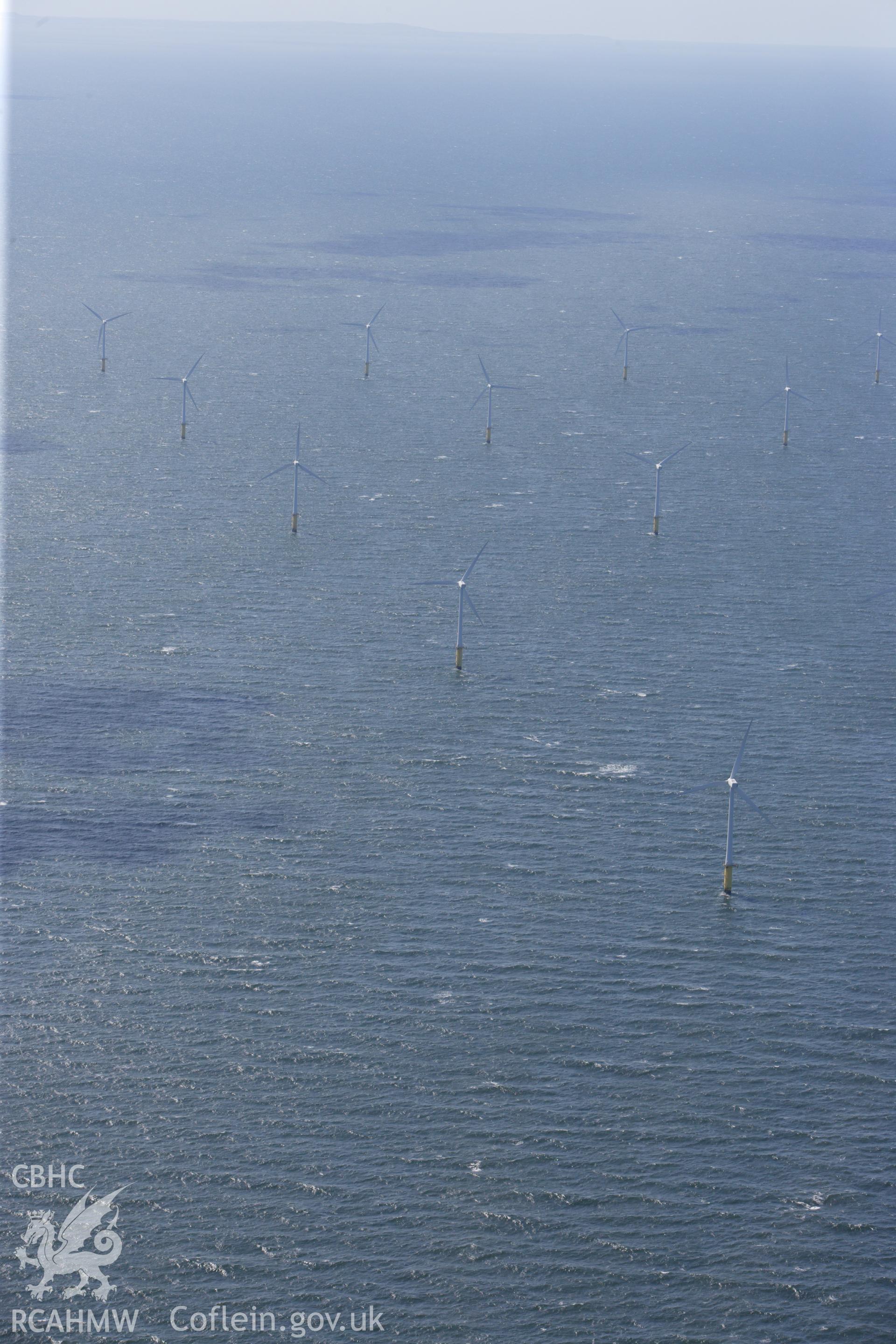 RCAHMW colour oblique aerial photograph of North Hoyle Offshore Windfarm, Prestatyn. Taken on 30 July 2009 by Toby Driver