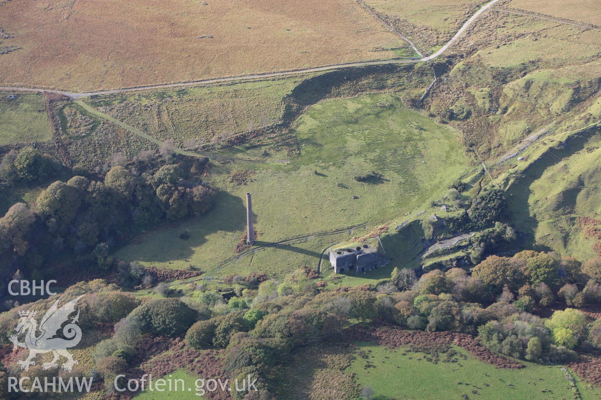 RCAHMW colour oblique aerial photograph of Henllys Vale Coal Mine and Quarry. Taken on 14 October 2009 by Toby Driver