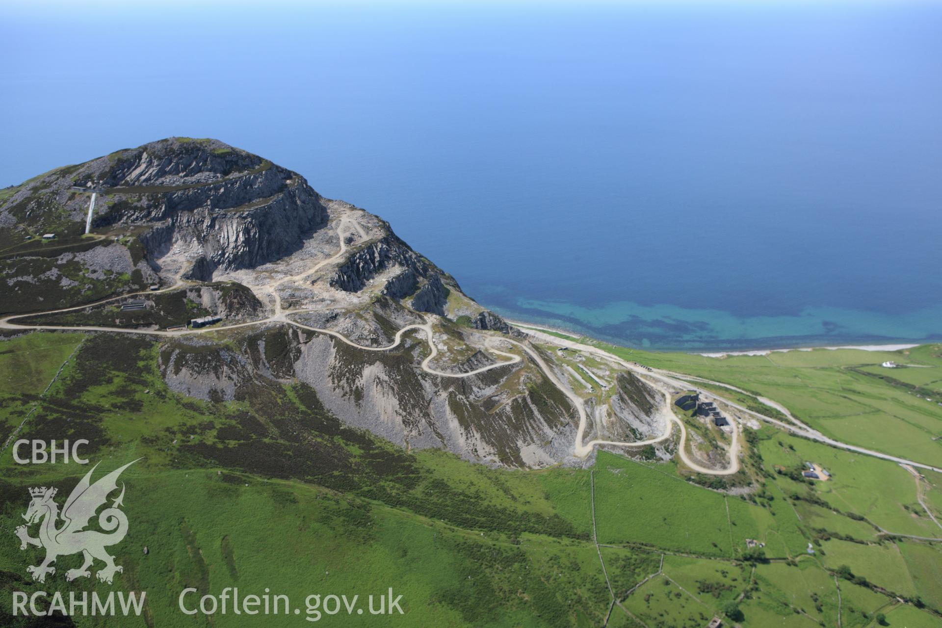 RCAHMW colour oblique aerial photograph of Yr Eifl Quarry. Taken on 16 June 2009 by Toby Driver